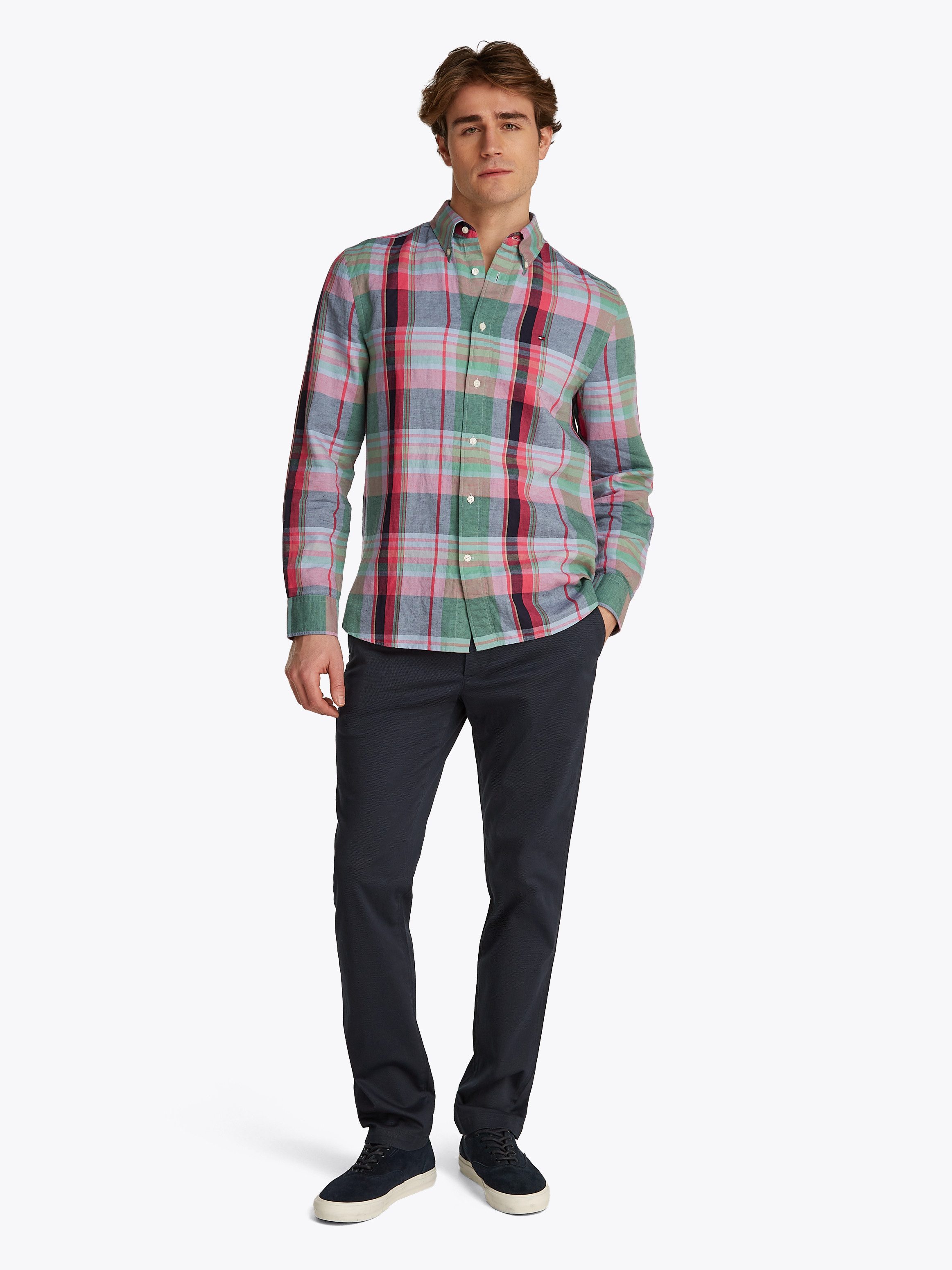 Tommy Hilfiger Langarmhemd LINEN BLEND MADRAS CHECK