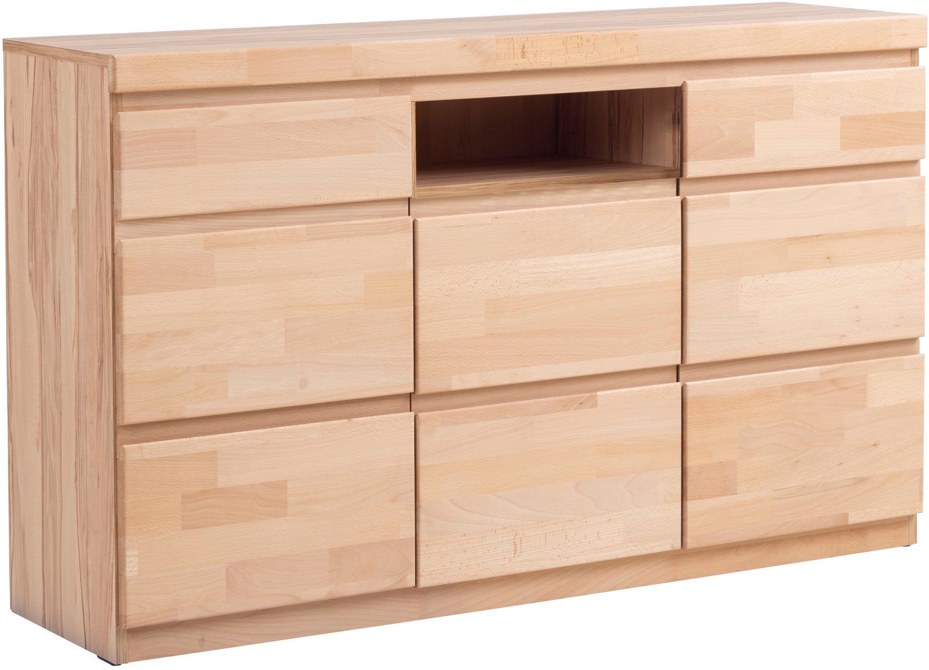 Woltra Sideboard OSLO, Breite ca. Kernbuche Kernbuche Teilmassiv | 135 cm