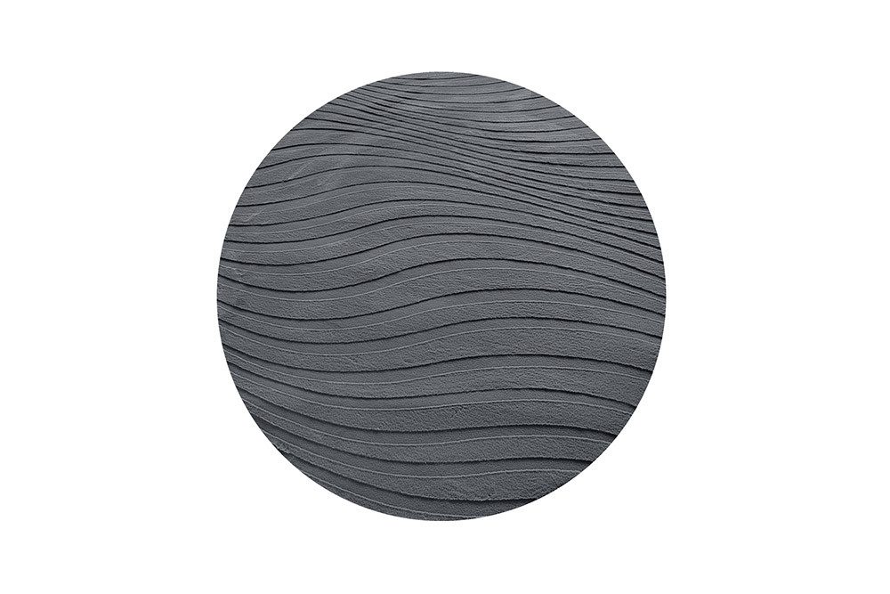 riess-ambiente Teppich WAVE 230cm anthrazit - Polyester, 3D-strukturiert, Hoch-Tief-Effekt, rund, Höhe: 1 mm, Kurzflor Indoor Matte - ideal für Flur, Badezimmer oder Loft-Wohnung