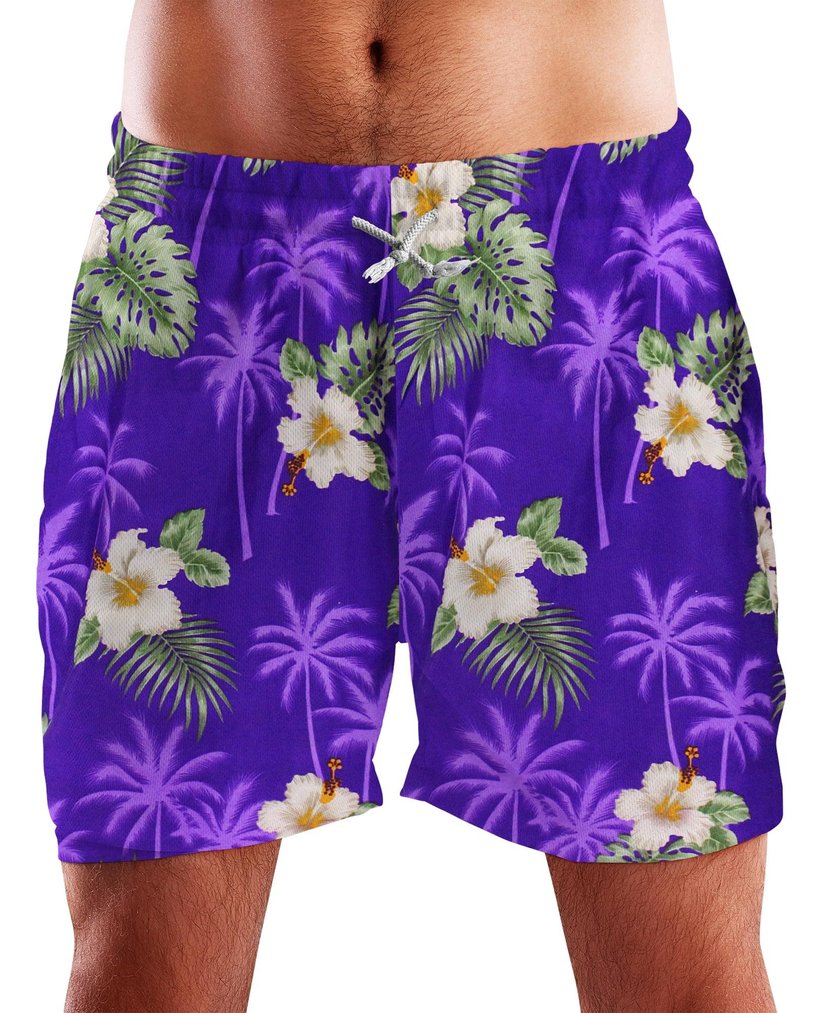 King Kameha Badeshorts Small Flower Hawaii Bade-Shorts Mesh-Einsatz Verschluss Kordelzug Mit integriertem Mesh-Innenslip für extra Komfort