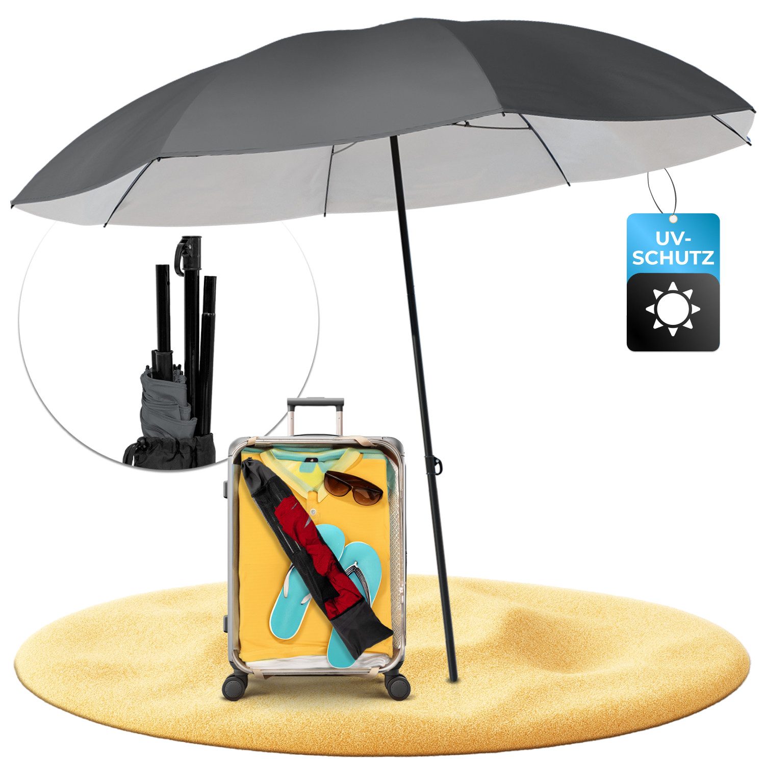 Cuby UV-Sonnenschirm – Kompakt & Faltbar, 99 % UV-Schutz, Wasserabweisend, Mit One-Touch-Öffnung, 94 Cm