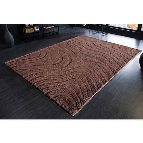 Teppich WAVE 240x170cm braun, riess-ambiente, rechteckig, Höhe: 10 mm, Wohnzimmer · Webstoff · 3D-Effekt · Schlafzimmer · Modern Design