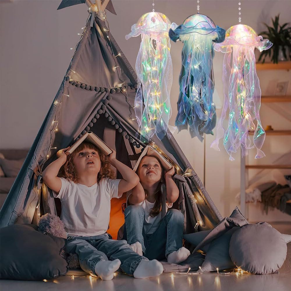 FELIXLEO LED Solarleuchte Quallen Lampe Hängend LED Laterne Dekoration Zimmer Party – Bild 4 von 5