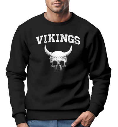 Neverless Sweatshirt Sweatshirt Herren Wikinger-Helm Skull Totenkopf Rundhals-Pullover Neverless®