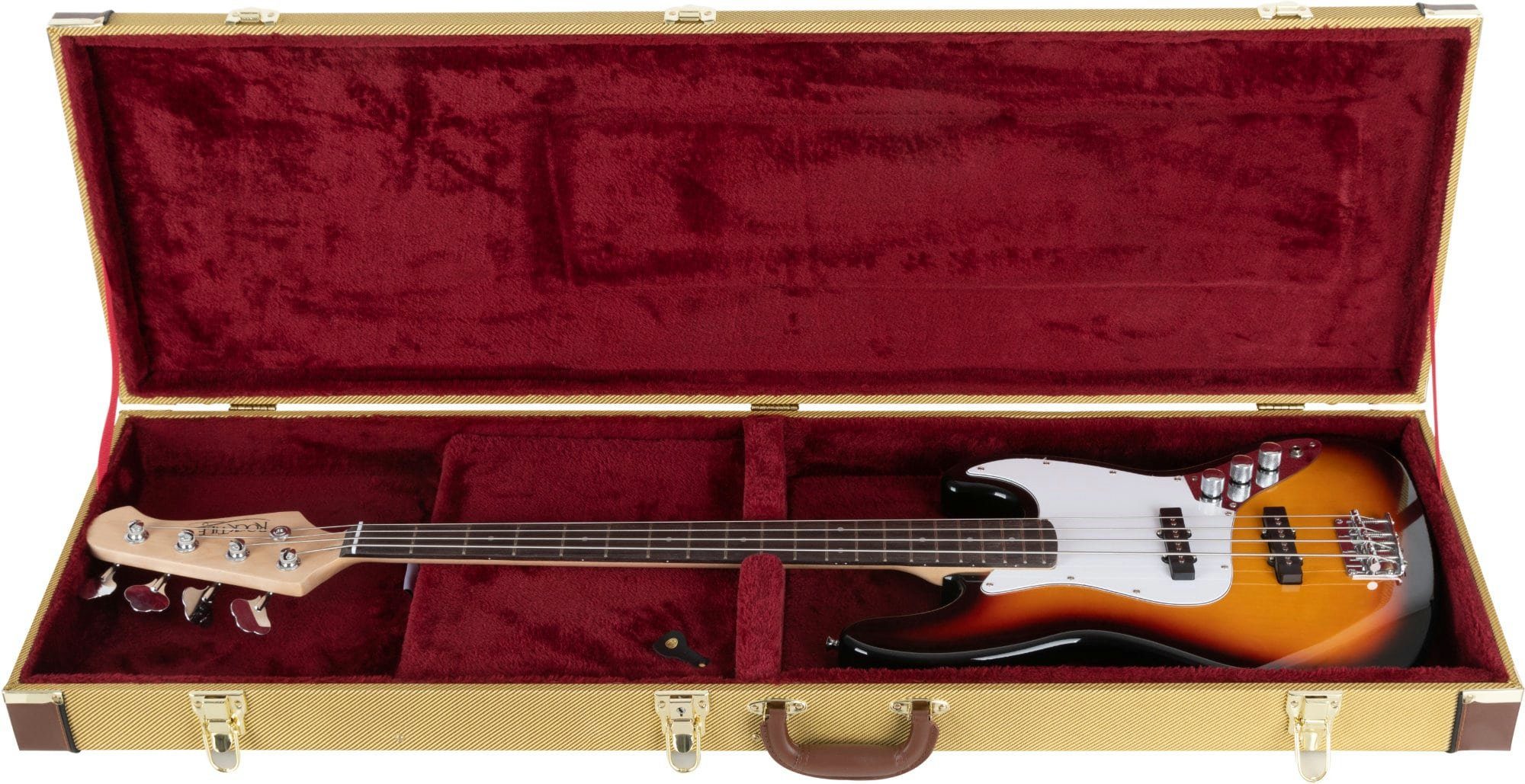 Shaman Gitarrentasche Basskoffer Hardcase mit verschließbares Basscase EBHCRT-2122TW Tweed, Zubehörfach - großem E-Bass