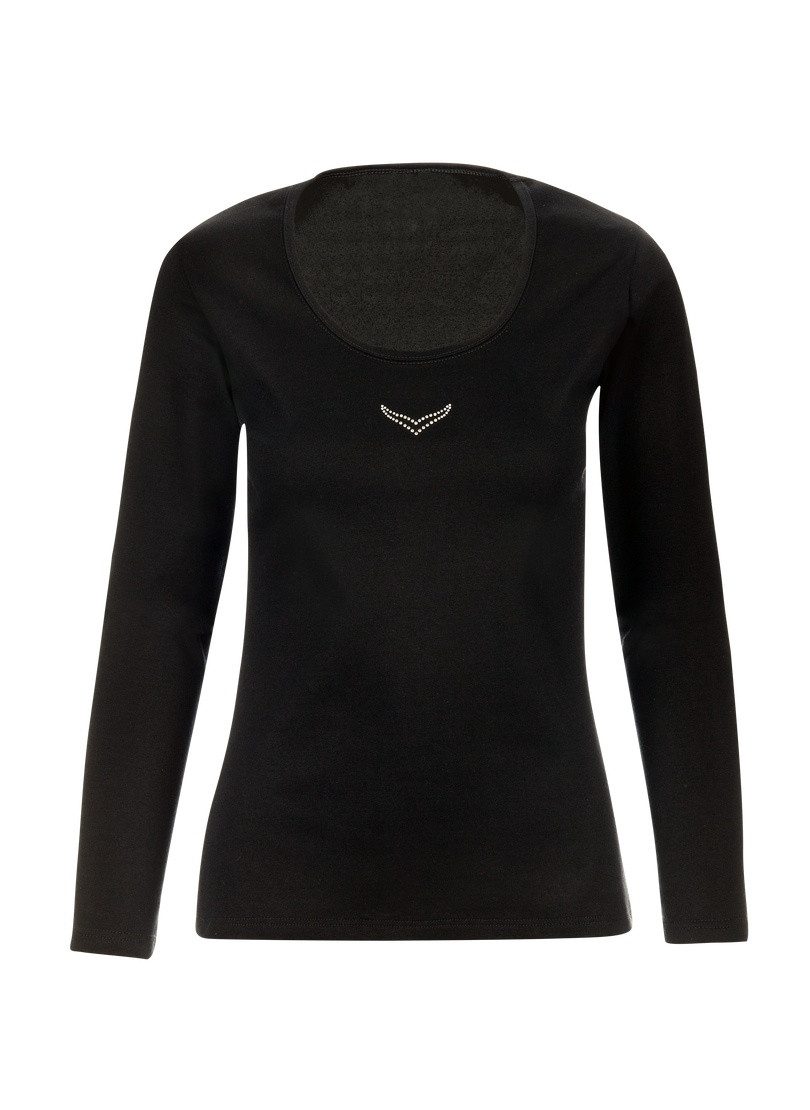 Trigema Longsleeve TRIGEMA Langarmshirt mit Kristallsteinen (1-tlg)