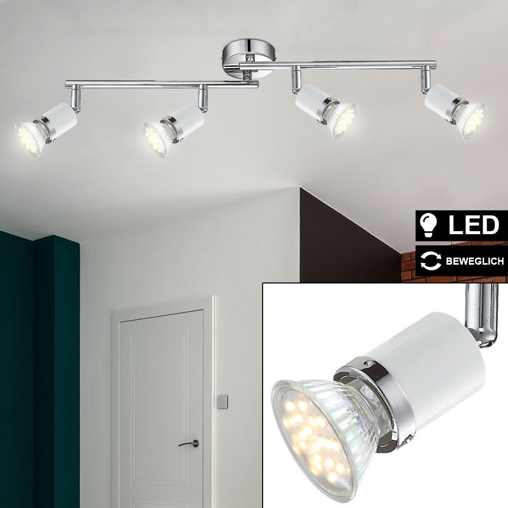 Globo LED Deckenleuchte, Leuchtmittel inklusive, Warmweiß, LED Decken Leuchte Spot schwenkbar Wohn Zimmer Balken Licht-Schiene