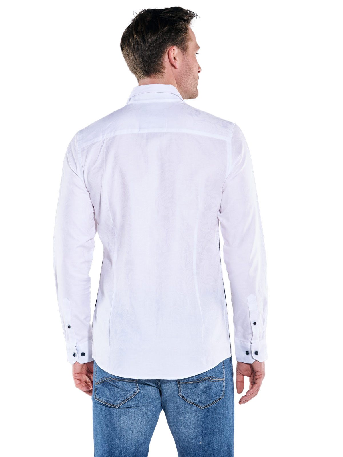 Engbers Langarmhemd Herren Hemd uni, Reinweiss
