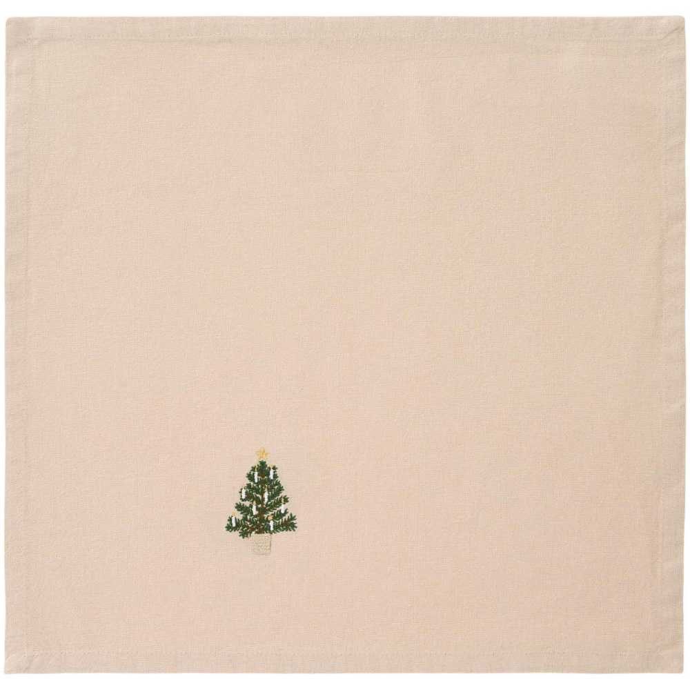 Ib Laursen Stoffserviette IB Laursen Stoffserviette TRADITION Natur WEIHNACHTSBAUM im KORB
