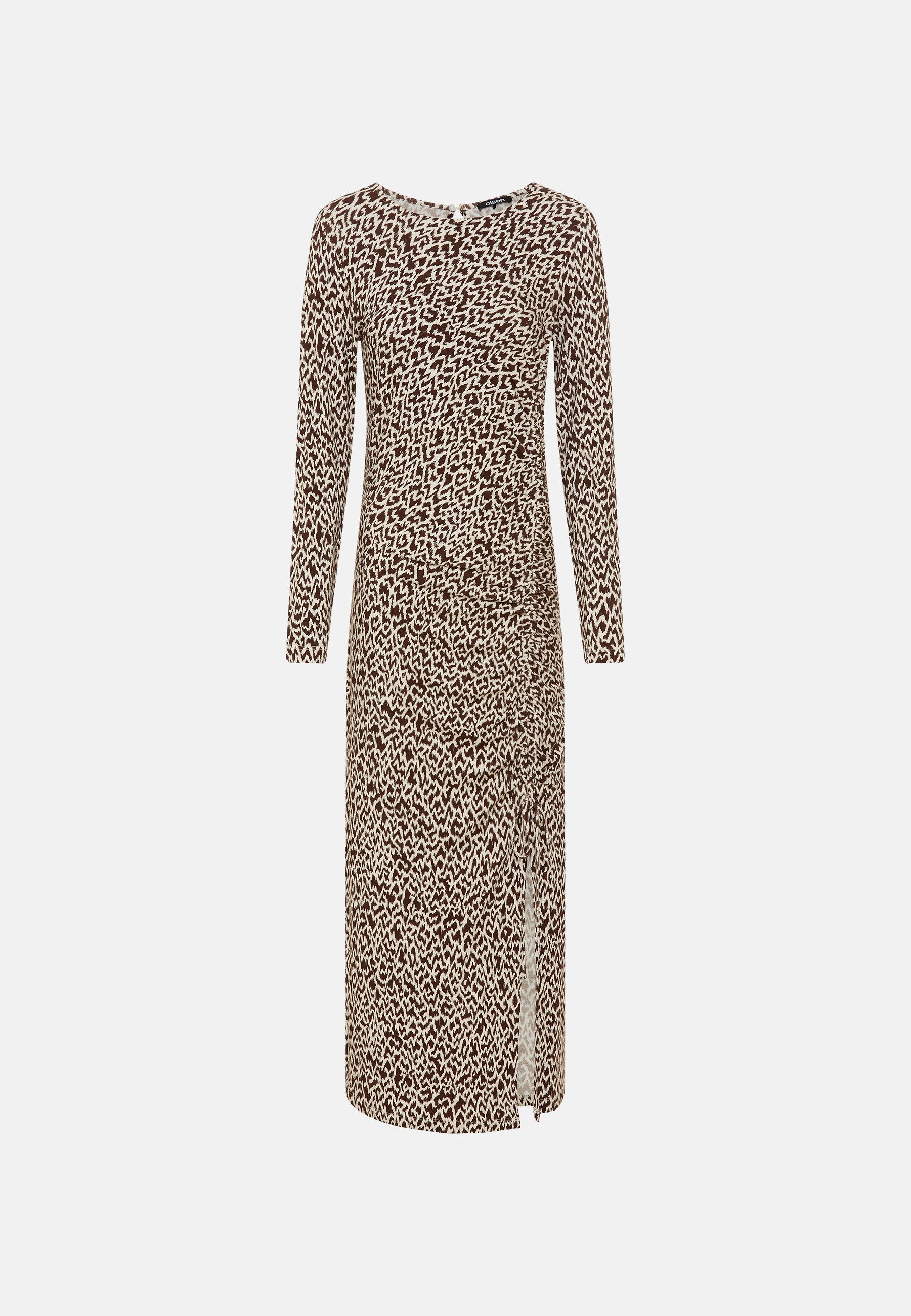 Olsen Jerseykleid mit Allover-Animalprint