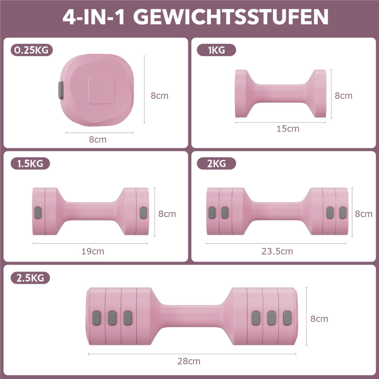 TLGREEN Hantel-Set Verstellbare Frauen Set,1-5kg Kurzhanteln 2er Set, (4-in-1 Dumbbell Set für Frauen und Männer), Gewichte Hantel für Home Gym, Krafttraining Zuhause