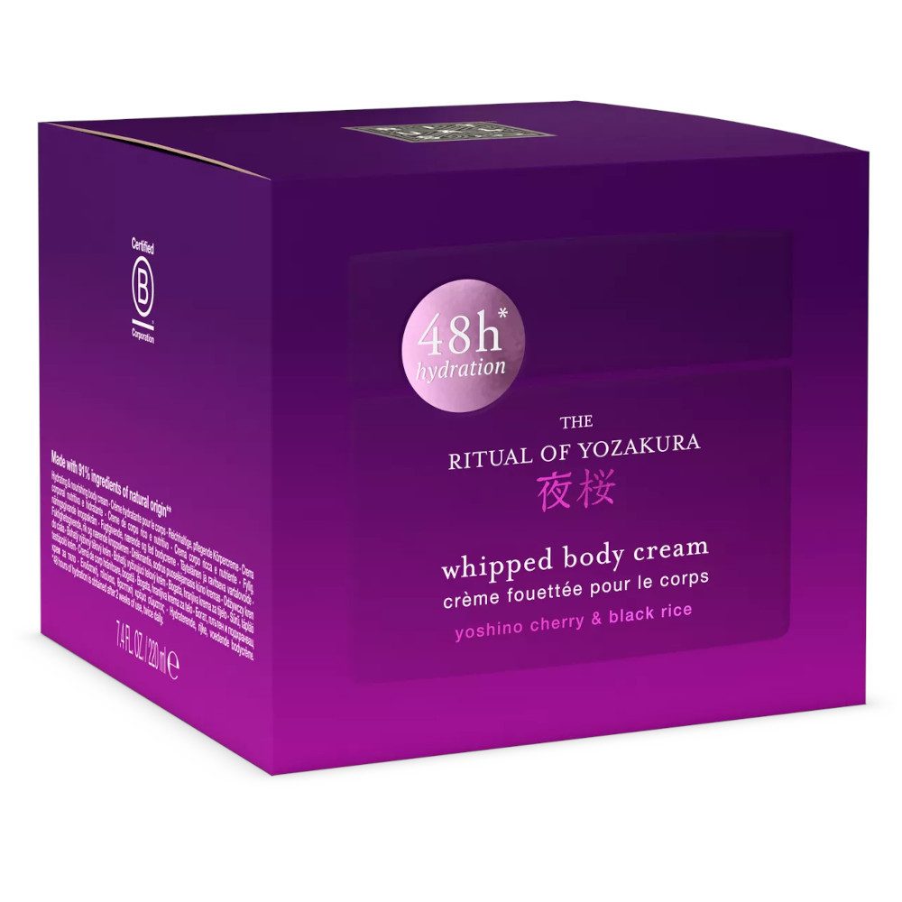 Rituals Körpercreme The Ritual of Yozakura Whipped Body Cream – 220 ml, Glas, 1-tlg., Whipped Body Cream – 48 h Feuchtigkeit, Kirsche & Reis, Nachfüllbar