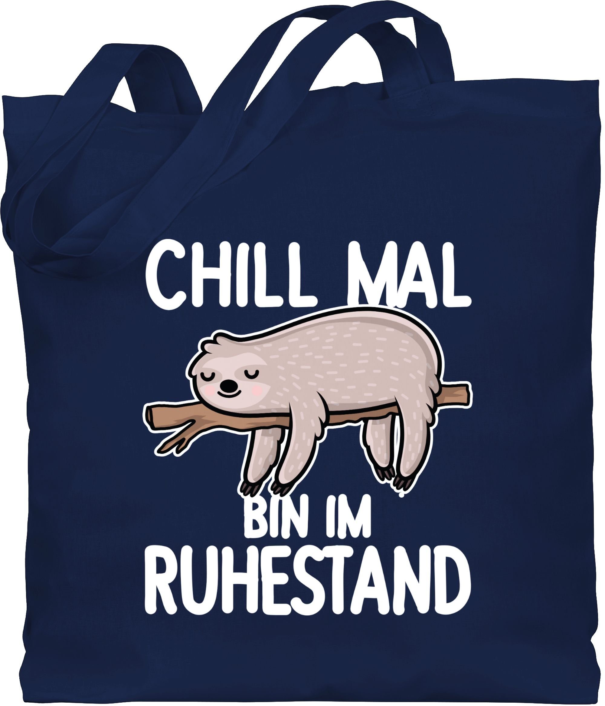 Chill mit Ruhestand Navy Faultier 1 ich Geschenk bin mal Shirtracer - Umhängetasche Rentner weiß, im Blau