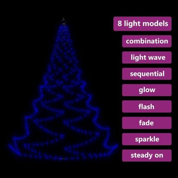 vidaXL Lichterschlauch Weihnachtsbaum an der Wand mit Metallhaken 260 LED Blau 3 m