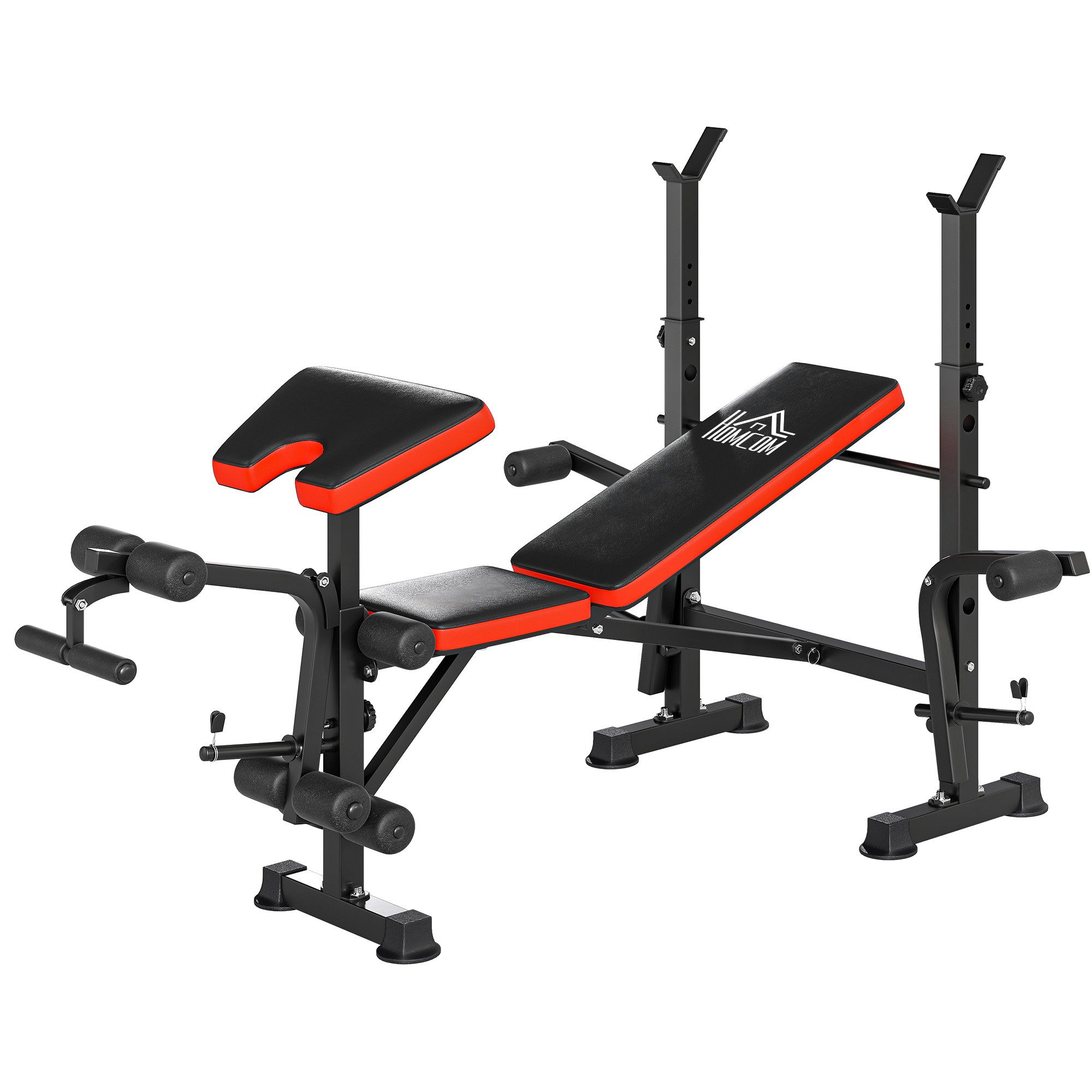furnicato Kraftstation Hantelbank verstellbar, Stahl/Kunststoff, Schwarz+Rot
