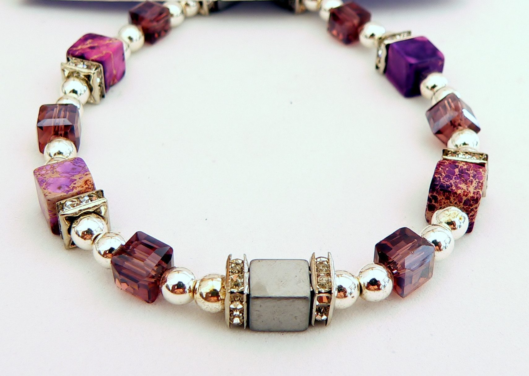 traumschmuck Perlenarmband 560a Armband Sediment Jaspis Kristallglas Hämatit Straß (Valentinstag, Muttertag, Geburtstag), handgefertigt, Made in Germany