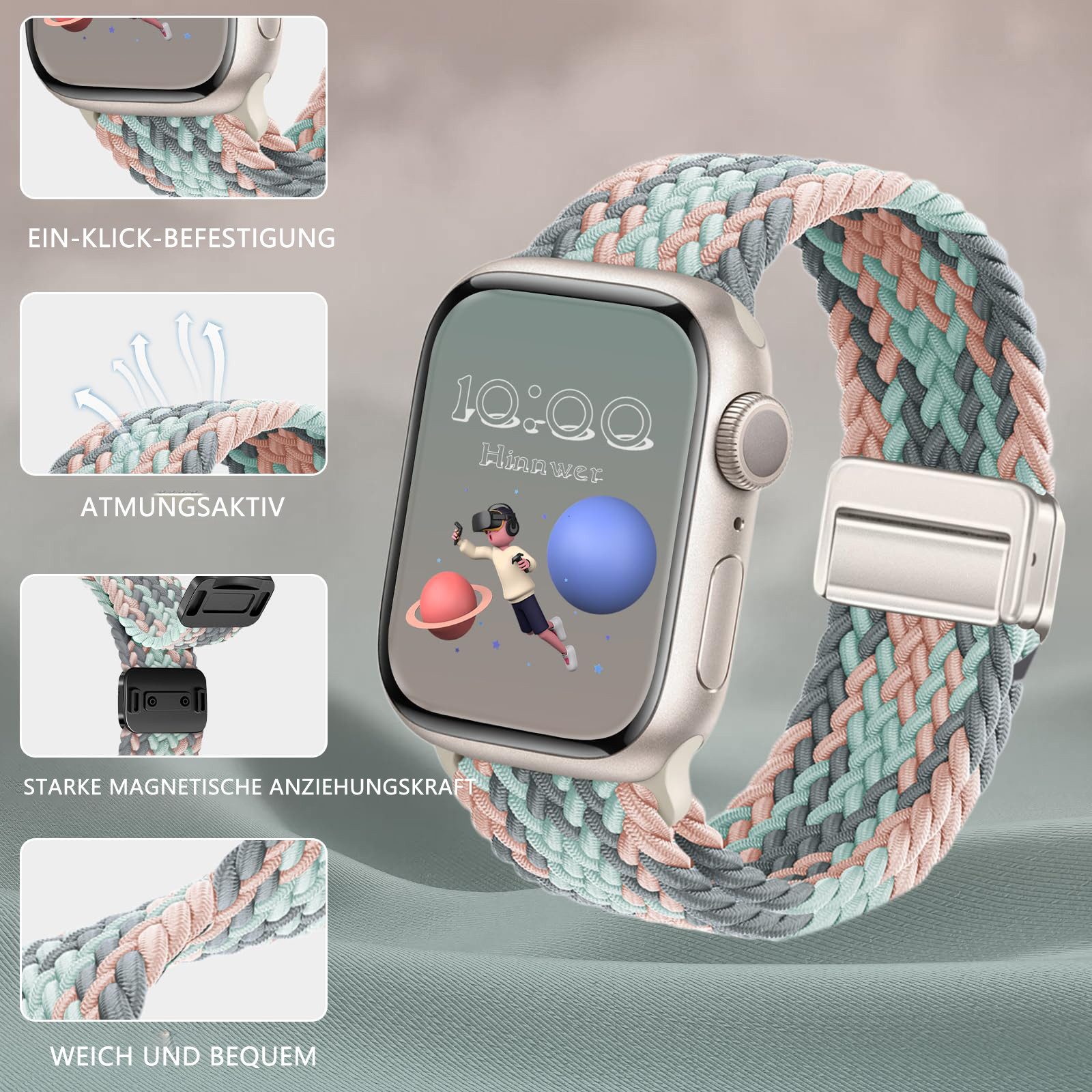 FOUORTUNATE-BEE Smartwatch-Armband Geflochten Armband für Apple Watch Armba günstig online kaufen