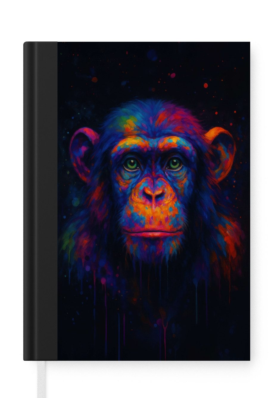 MuchoWow Notizbuch Bunt - Affe - Abstrakt, Notebook, Notizblock a5, Tagebuch, Journal Liniert