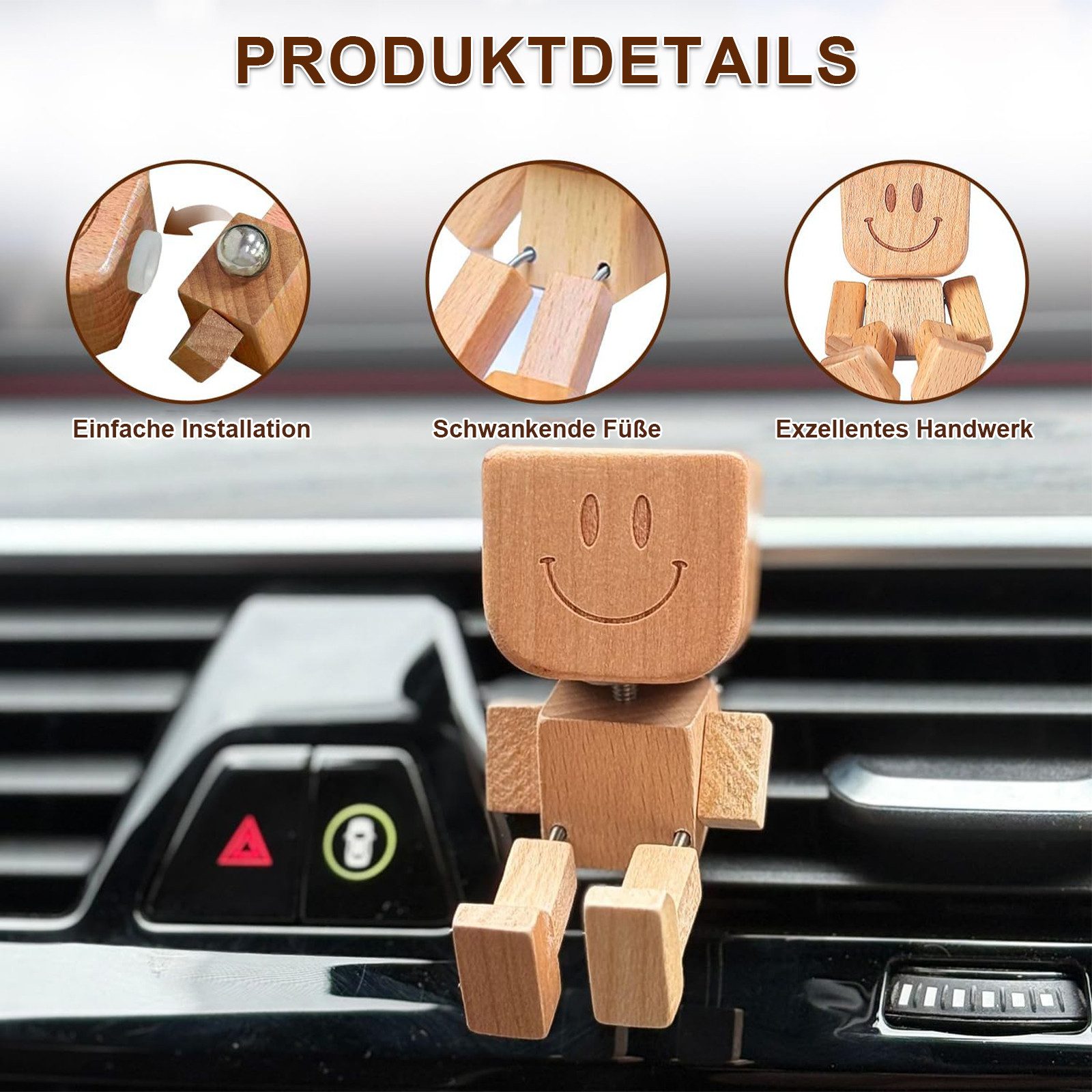 OKWISH Dekofigur Holzfigur Deko Wackelfigur Schreibtisch- und Armaturenbret günstig online kaufen
