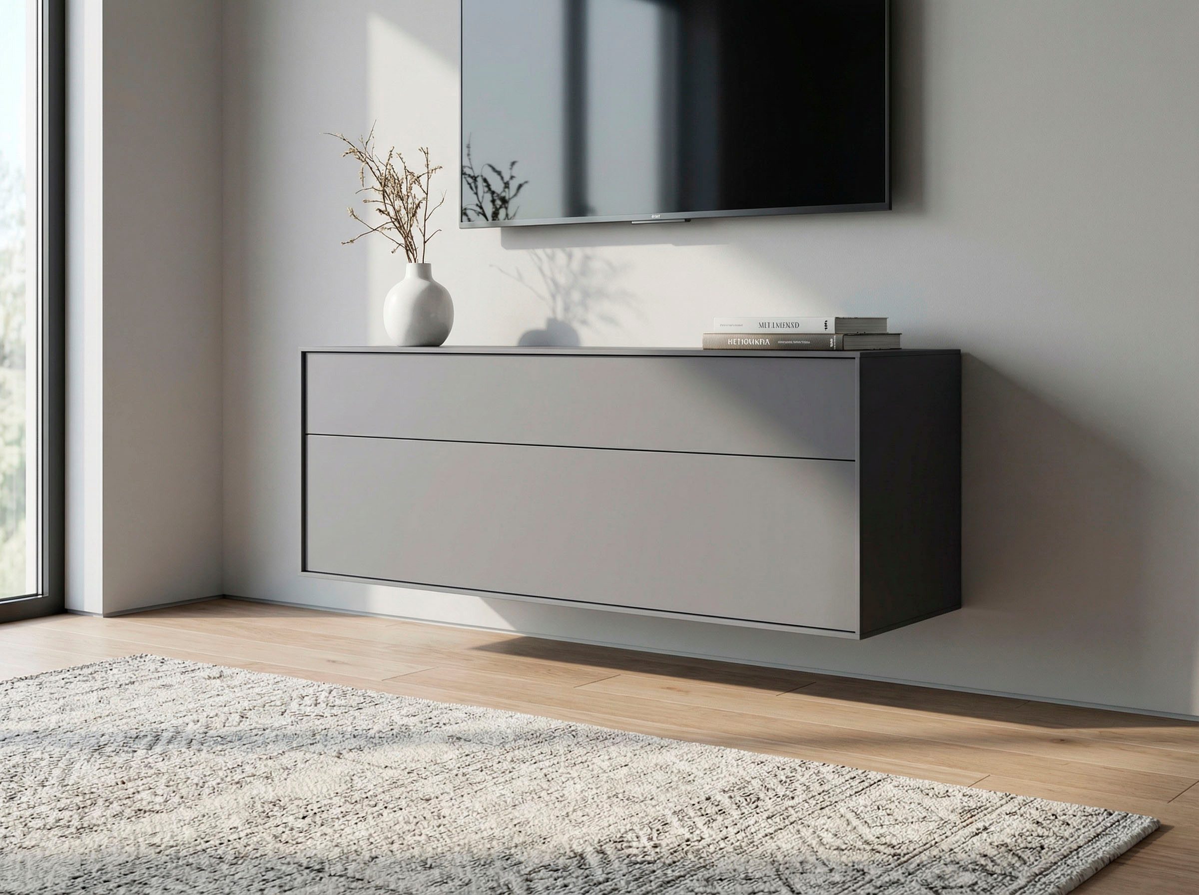 LeGer Home by Lena Gercke Lowboard Essentials, TV-Board, TV-Kommode, TV-Schrank, TV-Möbel, Breite: 111 cm, UV lackiert, Push-to-open-Funktion