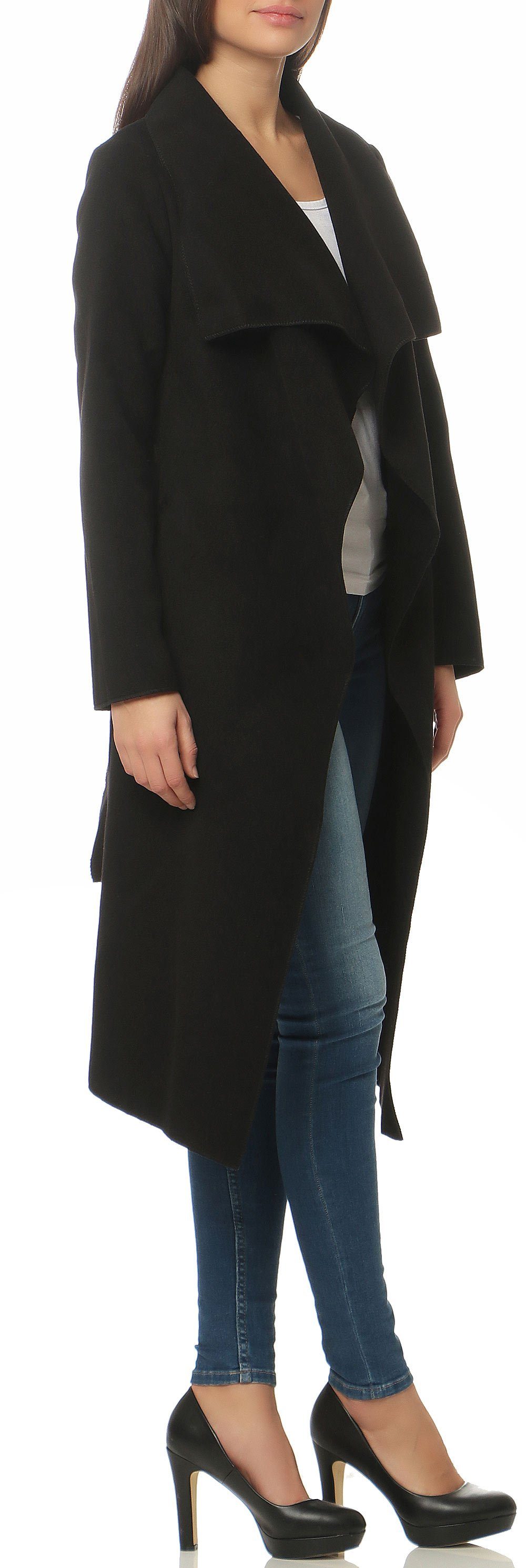 malito more than fashion Langmantel malito Damen Mantel lang mit Wasserfall günstig online kaufen