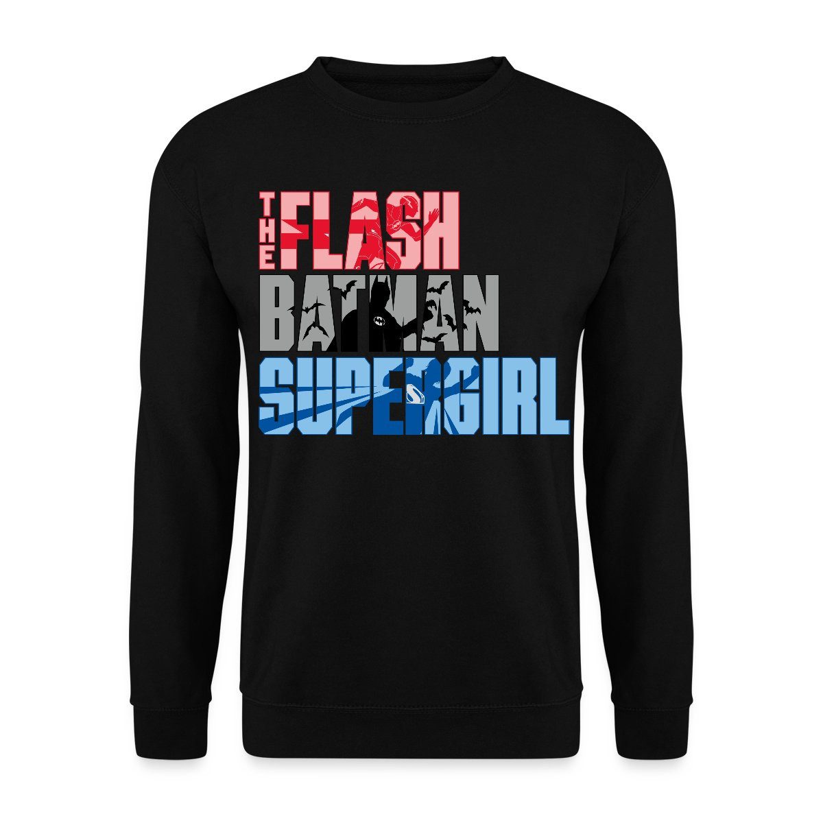 Sweatshirt The Flash Schriftzug Batman Supergirl Unisex Pullover