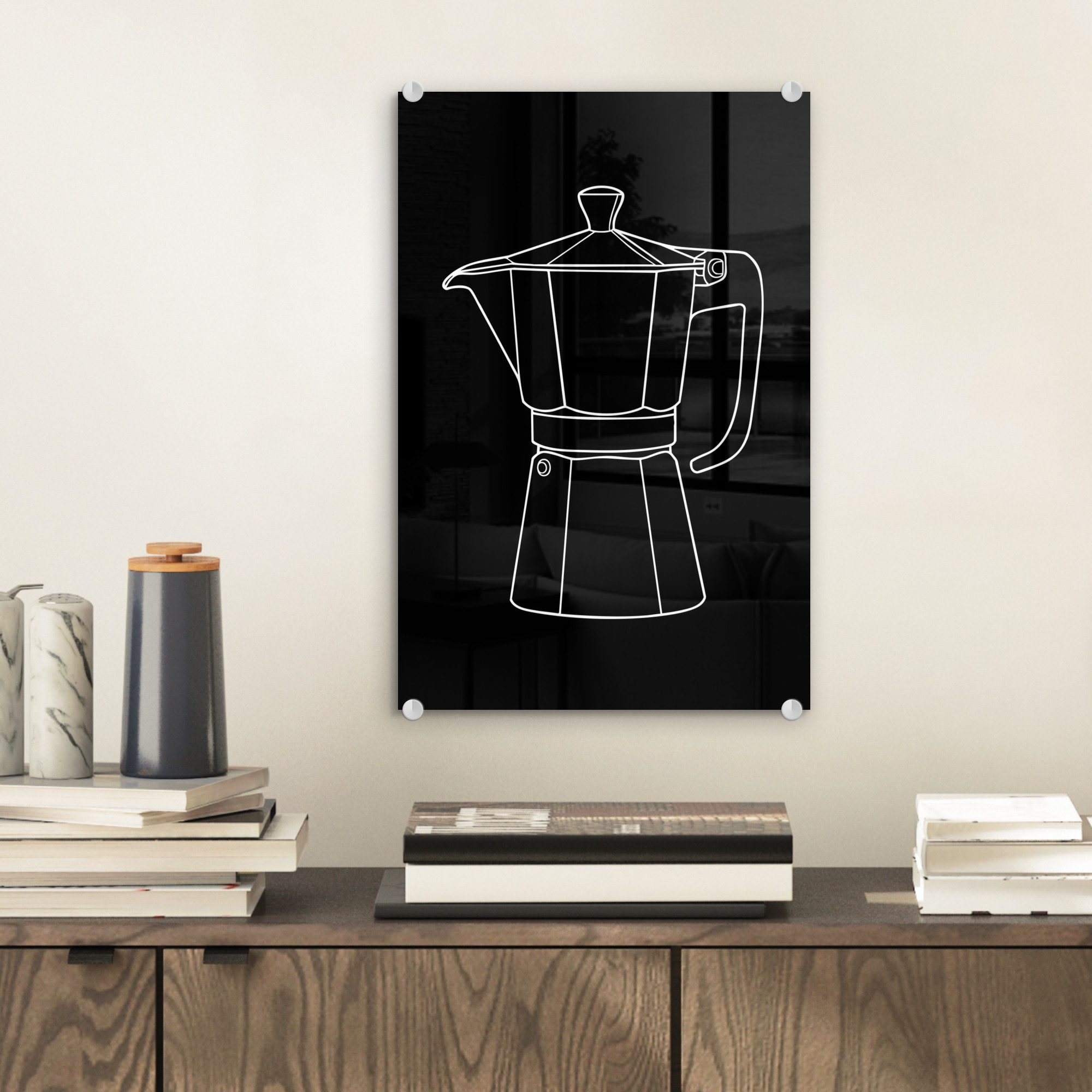 MuchoWow Acrylglasbild Becher Topf - Schwarz günstig online kaufen