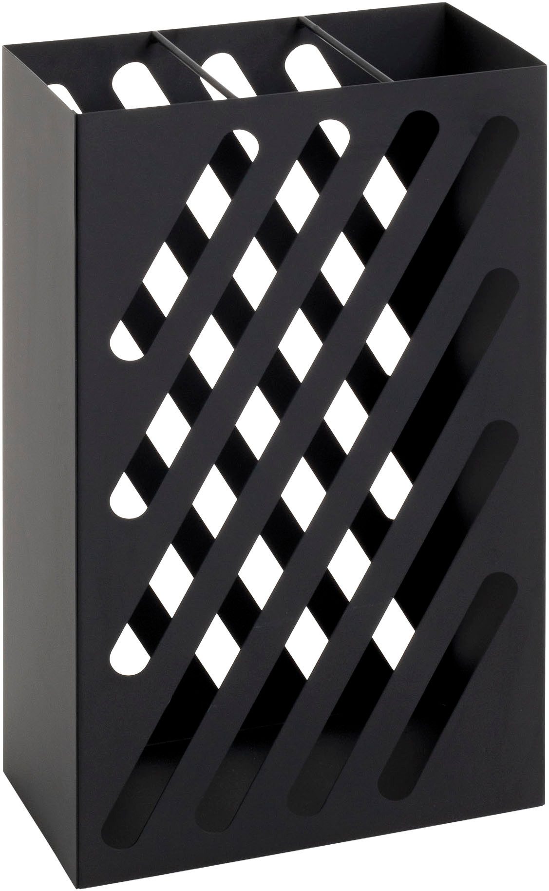 HAKU Schirmständer Regenschirmständer, Schirmkorb, rechteckig - aus Metall Schwarz - B/T/H 30/16/48 cm