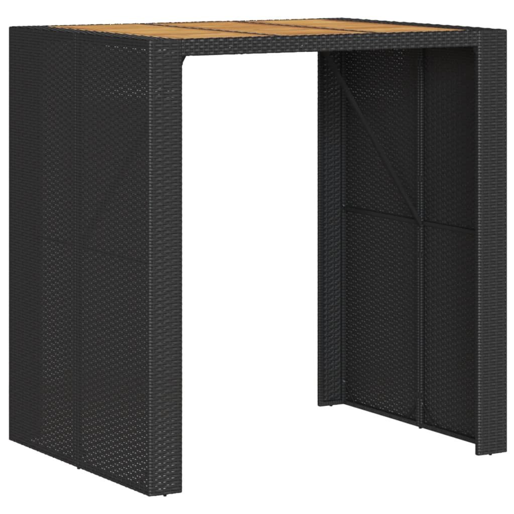 Gartentisch Garten-Bartisch mit Holzplatte Schwarz 105x80x110 cm Polyrattan