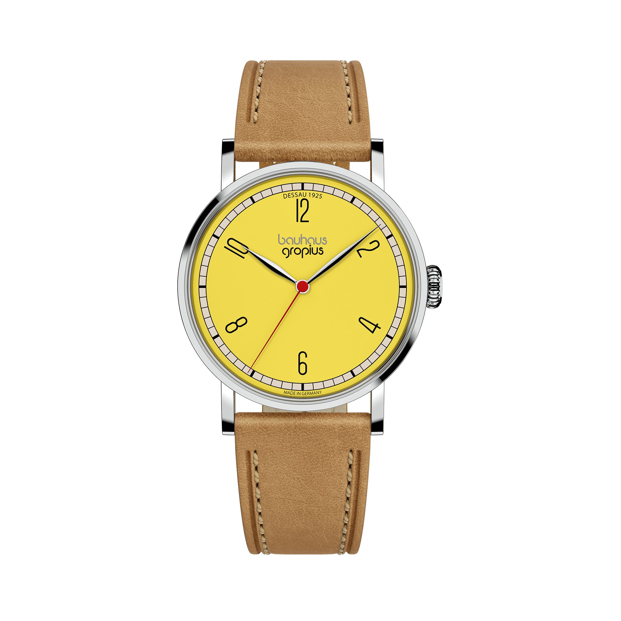 Walter Gropius Quarzuhr Damenuhr, Made in Germany, Saphirglas, Frauen am Bauhaus - WGNL 001-02 WGNL 001-02, Designeruhr, Lederarmband mit Easy-Release System, Edelstahlgehäuse