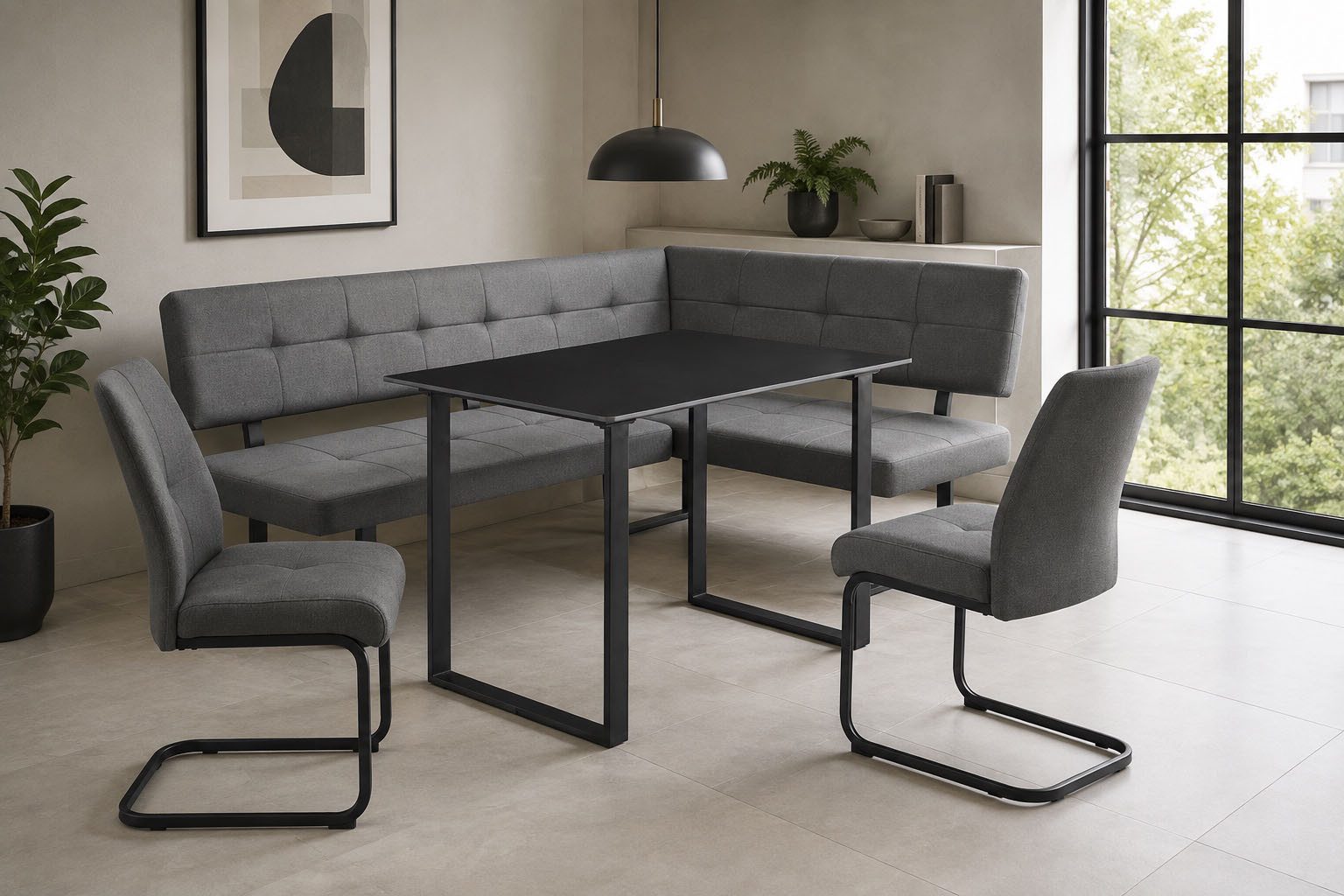 OTTO home Eckbankgruppe Alabama, (Spar-Set, 4-tlg), Sitzgruppe mit Federkern, 2 Freischwingern und Sinterstein-Tisch