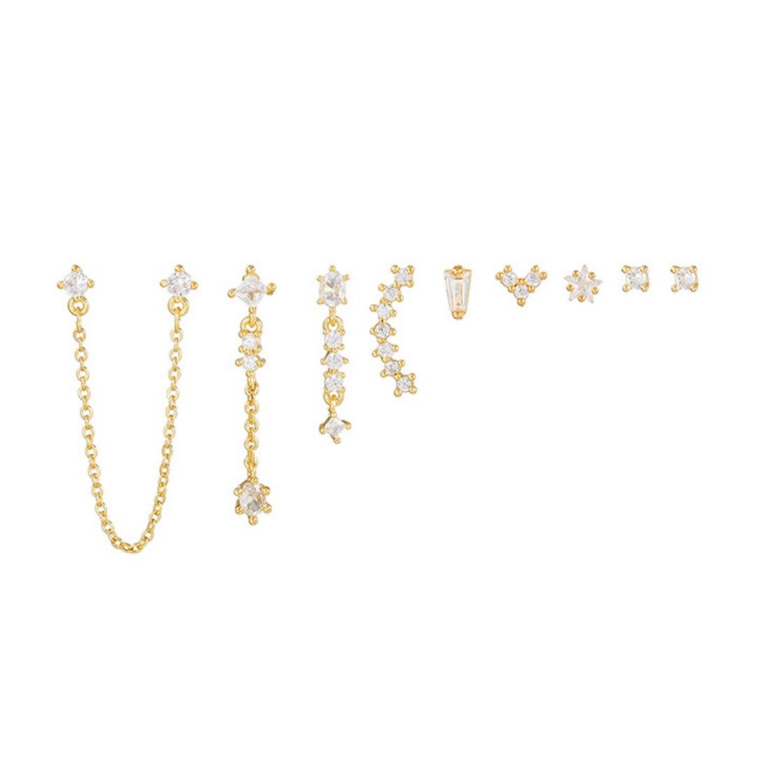 FOUORTUNATE-BEE Ohrstecker-Set 9-teiliges Set Damen Ohrringe – Lange Anhäng günstig online kaufen