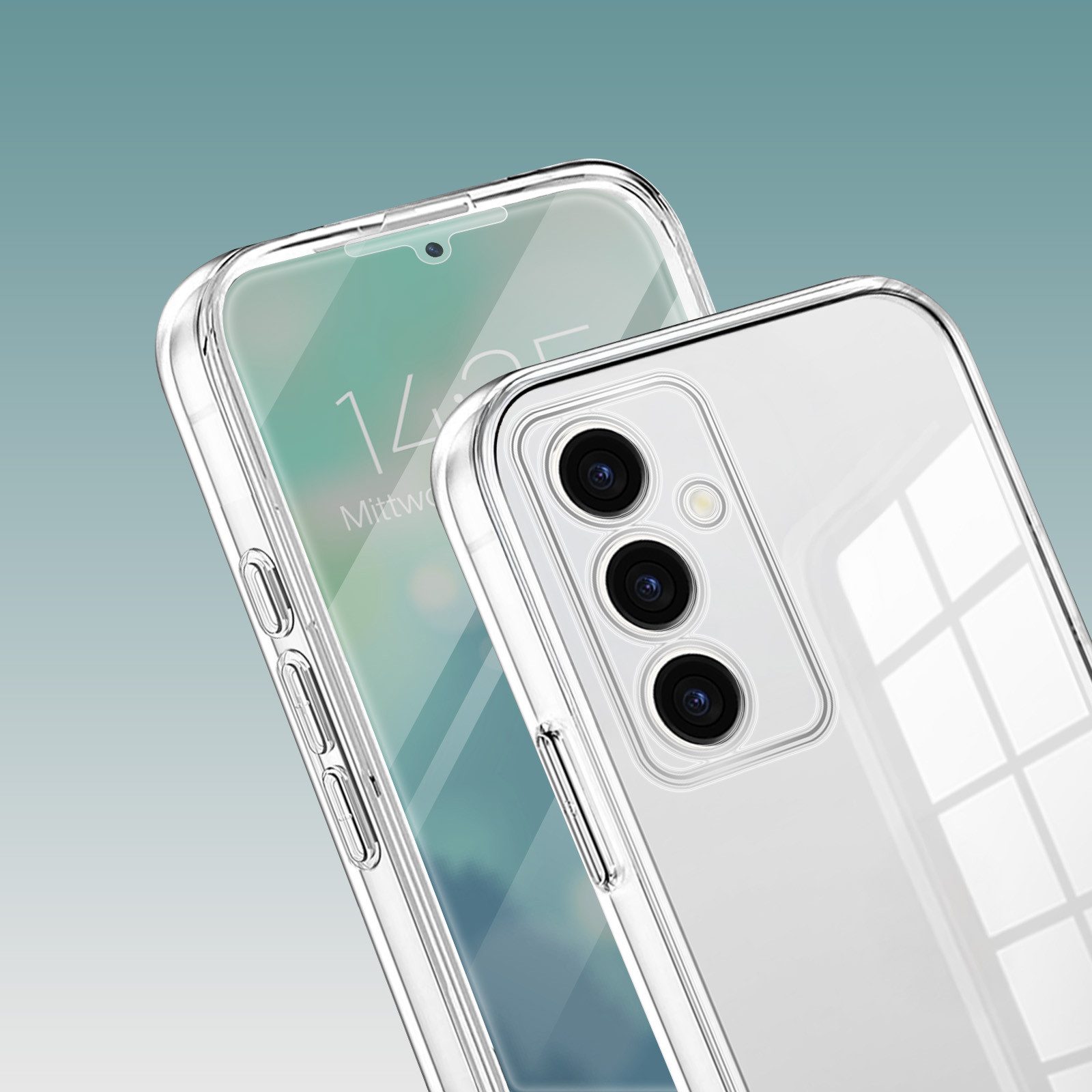 Tec-Expert Handyhülle 360 Grad Hülle für Samsung Galaxy S23 6.1 Zoll, 6.1", Rundum Schutz Cover Case Hülle Transparent