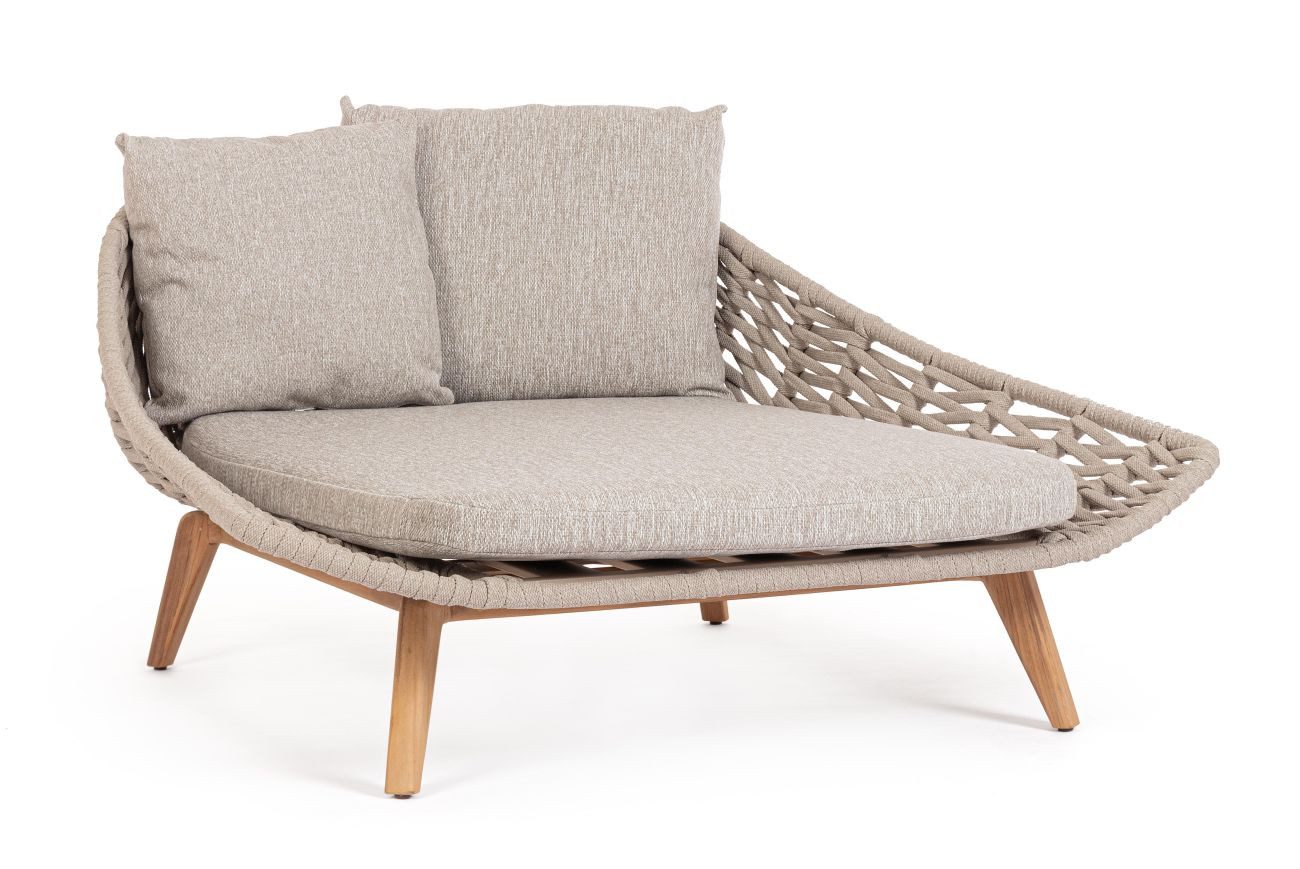 Feeling4Home Gartenliege Tamires aus Teakholz, Beige