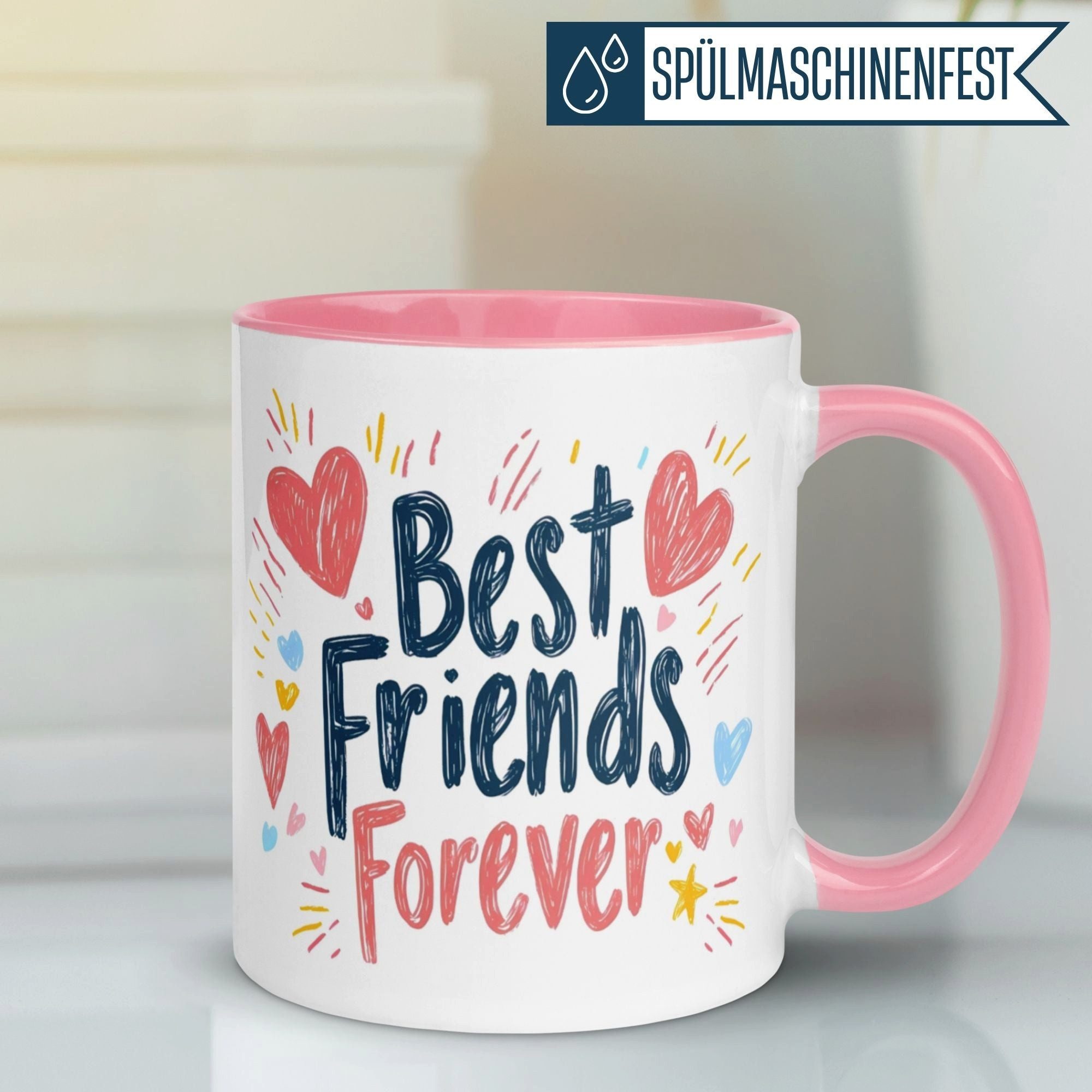 Momentals Tasse Freundschaft – „Best Friends Forever“ – Geschenk Becher Beste Freundin, Gratis Versand · Links-&Rechtshänder · Spülmaschinenfest