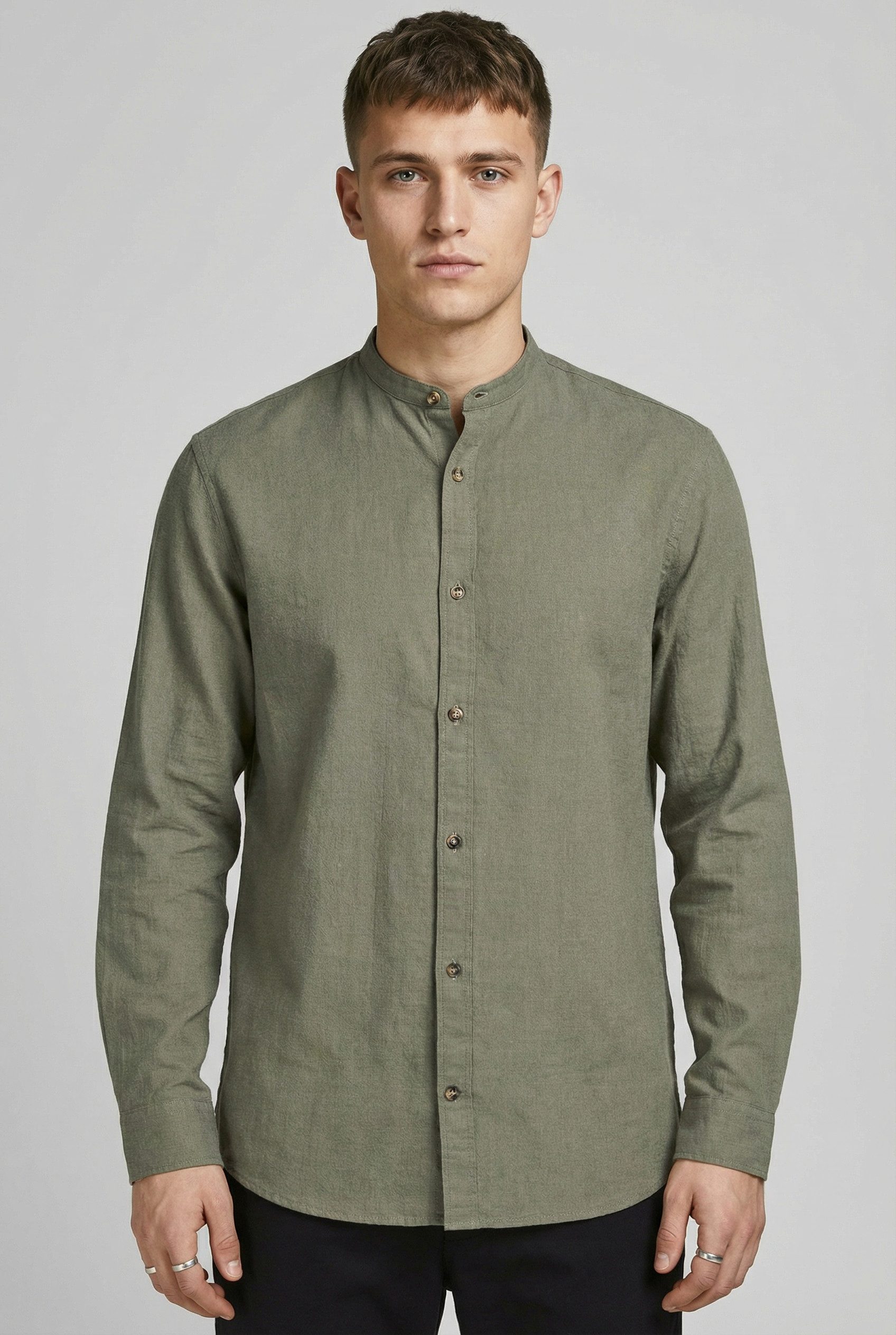 Jack & Jones Langarmhemd JJESUMMER LINEN BLEND BAND SHIRT L/S SN Baumwollmi günstig online kaufen
