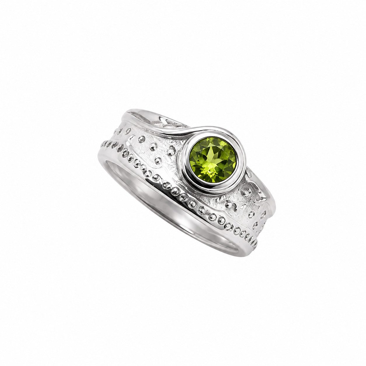 Sogni d'oro Fingerring "Grüne Mitte" mit Peridot und Zirkon, Silber 925