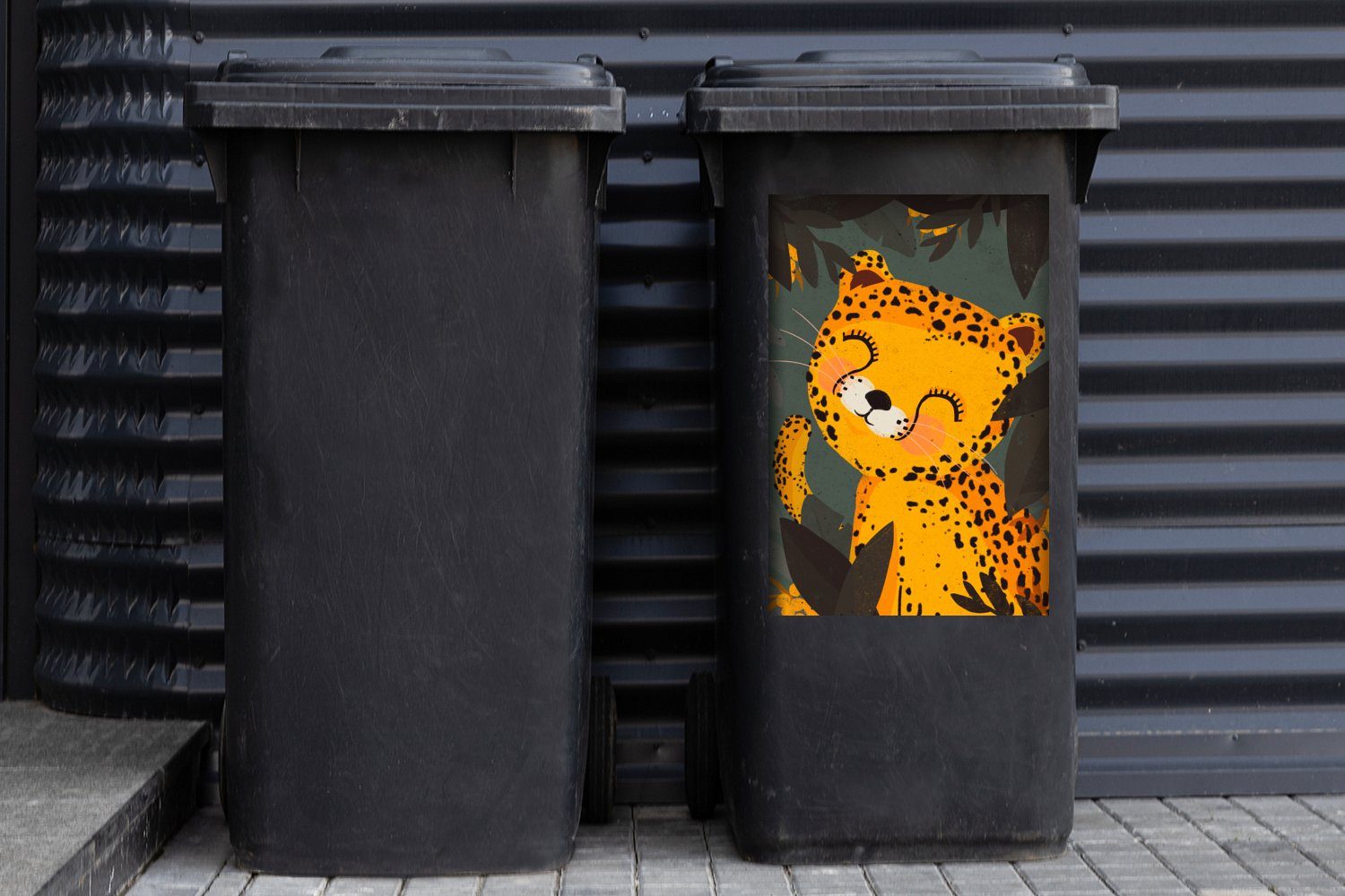 Mülltonne, Gepard (1 Mülleimer-aufkleber, - - Tiere Wandsticker Sticker, - St), Kinder Abfalbehälter Container, MuchoWow Dschungel