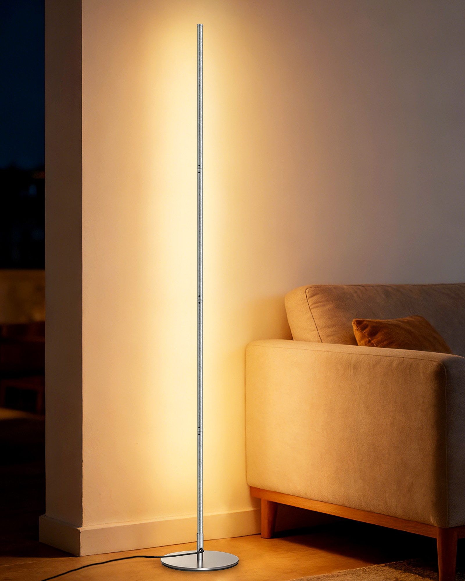 EDISHINE LED Stehlampe Wohnzimmer dimmbar, LED fest integriert, warmweiß, Minimalistische Stehleuchte