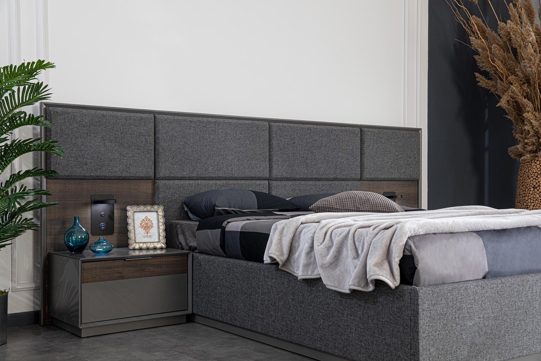 JVmoebel (1-tlg., Design Doppel Luxus Made Europe Polster Bett Bett), in Grau Nur Betten Schlaf Bett Zimmer