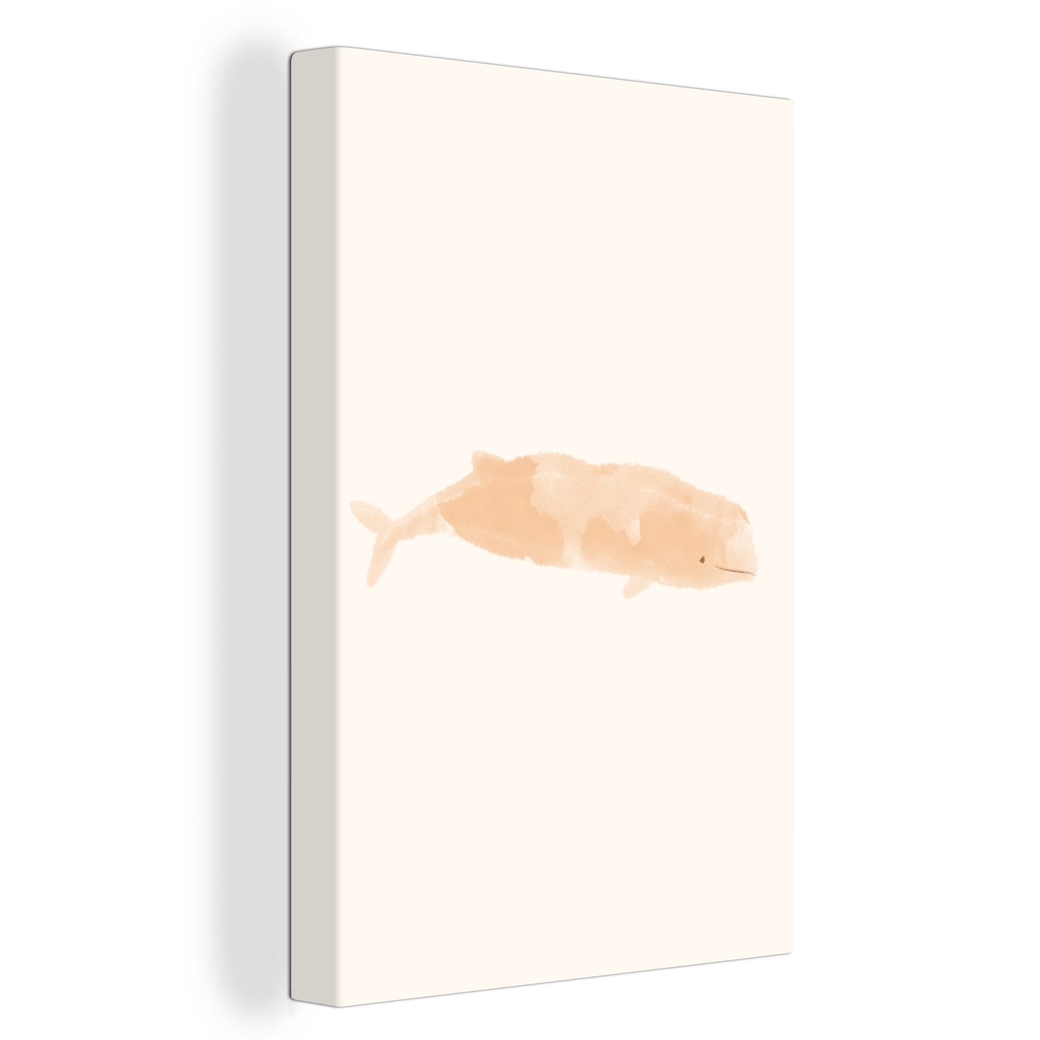 OneMillionCanvasses® Leinwandbild Wal - Pastell - Rosa, (1 St), Leinwandbild fertig bespannt inkl. Zackenaufhänger, Gemälde, 20x30 cm