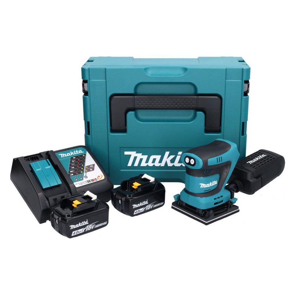 Thumbnail - Makita Exzenterschleifer DBO 480 RMJ Akku Schwingschleifer 18 V 112 x 102 mm + 2x Akku 4,0 Ah