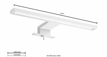 trendteam LED Spiegelleuchte, LED fest integriert, Kaltweiß, Badaufsatzleuchte