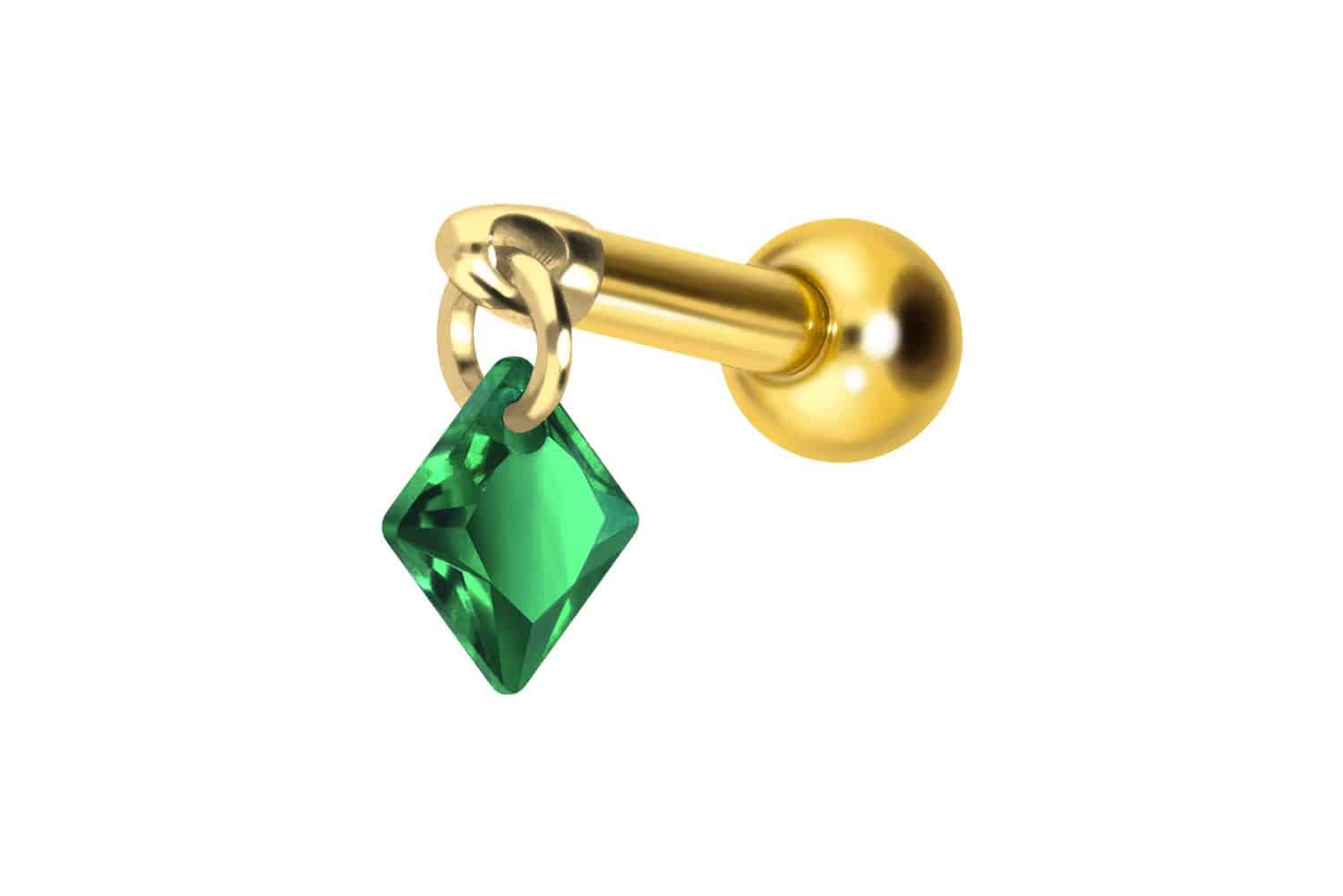 Piercing-Set Titan Ohrpiercing mit Innengewinde KRISTALLQUADRAT