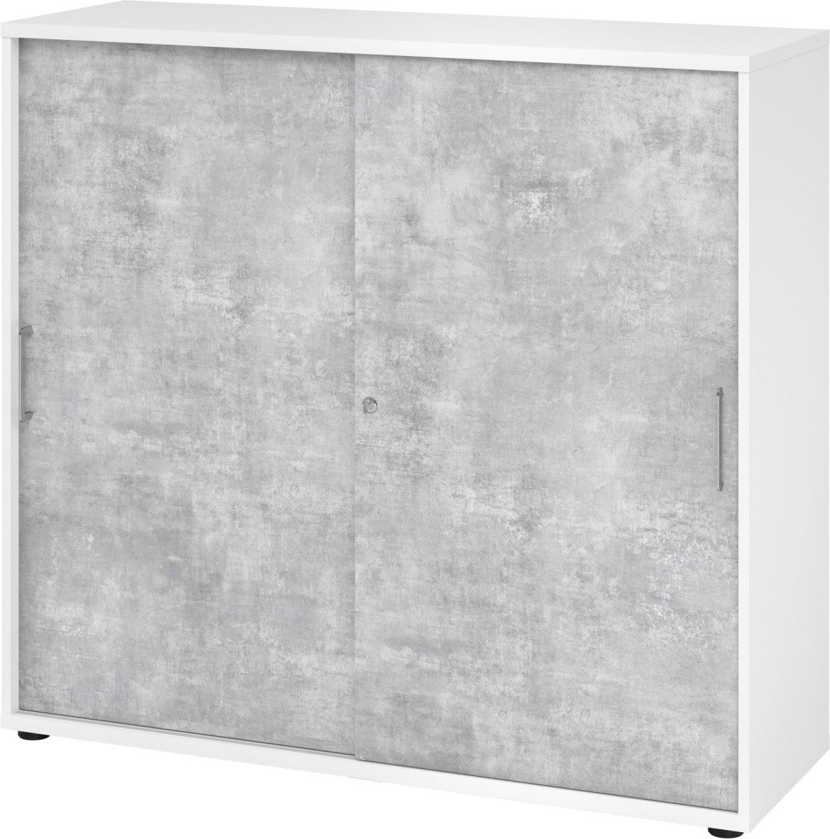 HAMMERBACHER Aktenschrank Schiebetürenschrank Serie 9 3OH BxTxH 120x40x110cm Griff BS Weiß/Beton