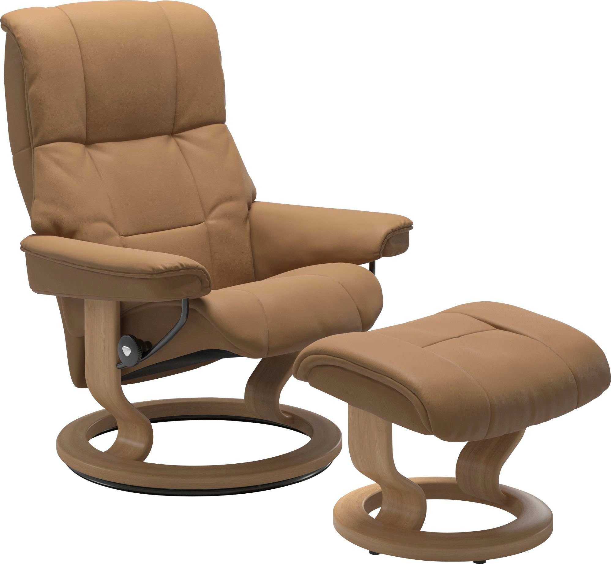 mit S, mit Stressless® Classic (Set, Relaxsessel M Mayfair Base, Eiche & mit Relaxsessel L, Gestell Größe Hocker), Hocker,