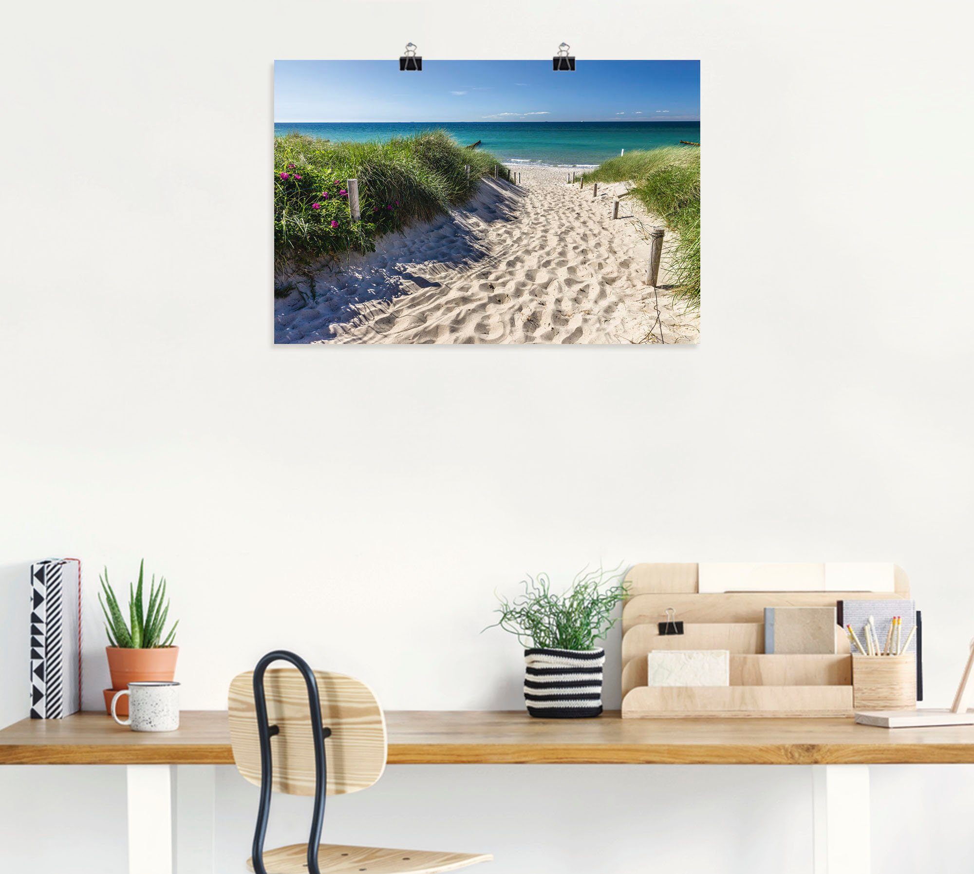 Poster Strand Leinwandbild, Wandaufkleber zum versch. Weg in oder als Alubild, Strandbilder St), an (1 Ostsee, Wandbild Größen der Artland