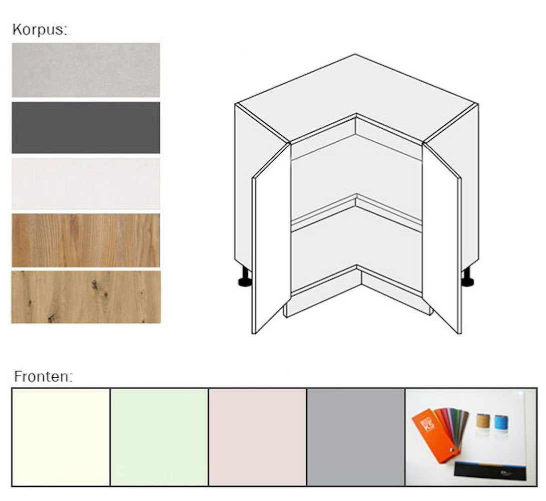 RAL wählbar (Pescara) K5 2-türig Korpusfarbe Feldmann-Wohnen ICA® oder Wunschfarbe Front- 84cm und Unterschrank Pescara