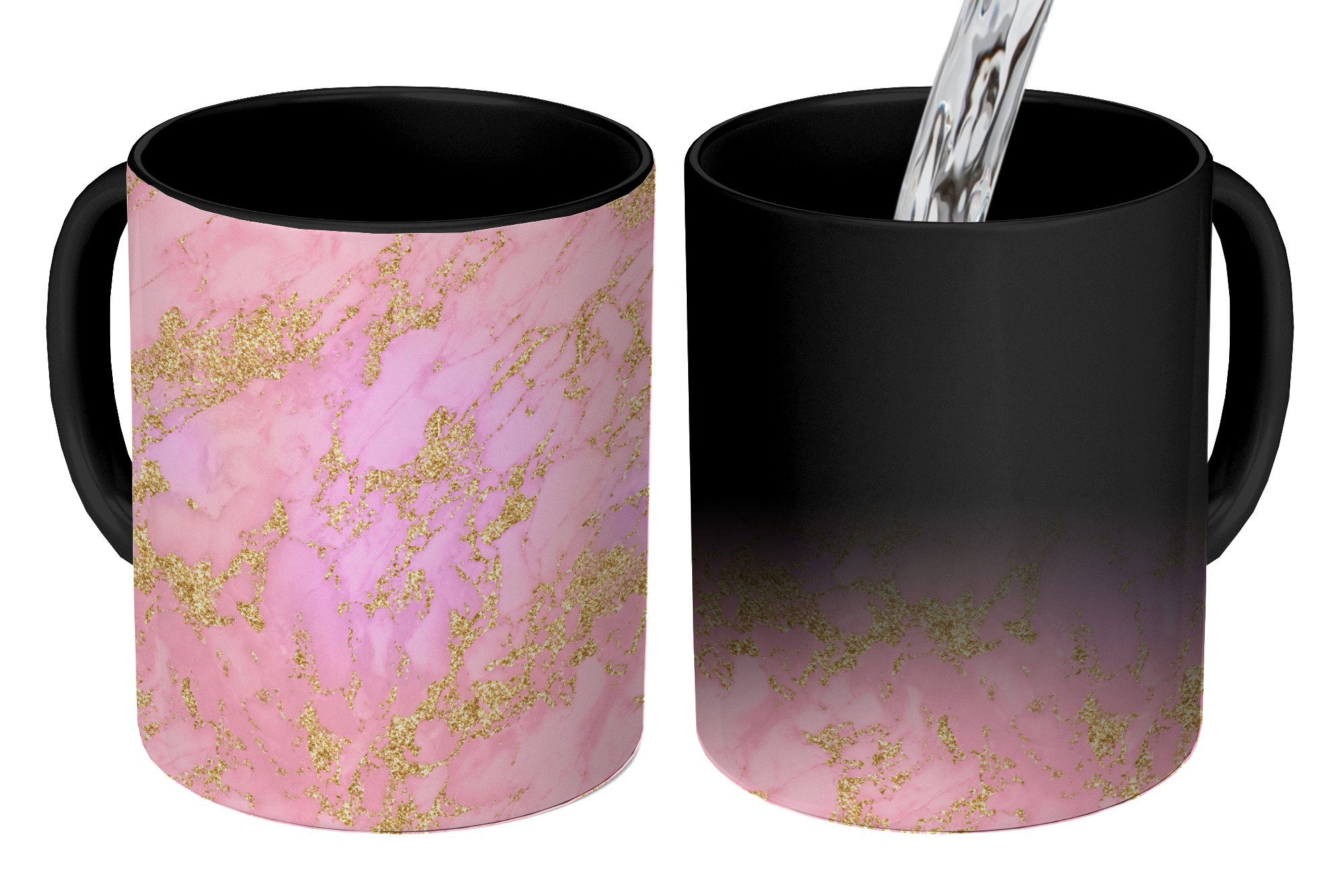 Tasse Gold - Geschenk Marmor Teetasse, Zaubertasse, Keramik, - Muster, Kaffeetassen, - Glitter MuchoWow Farbwechsel,