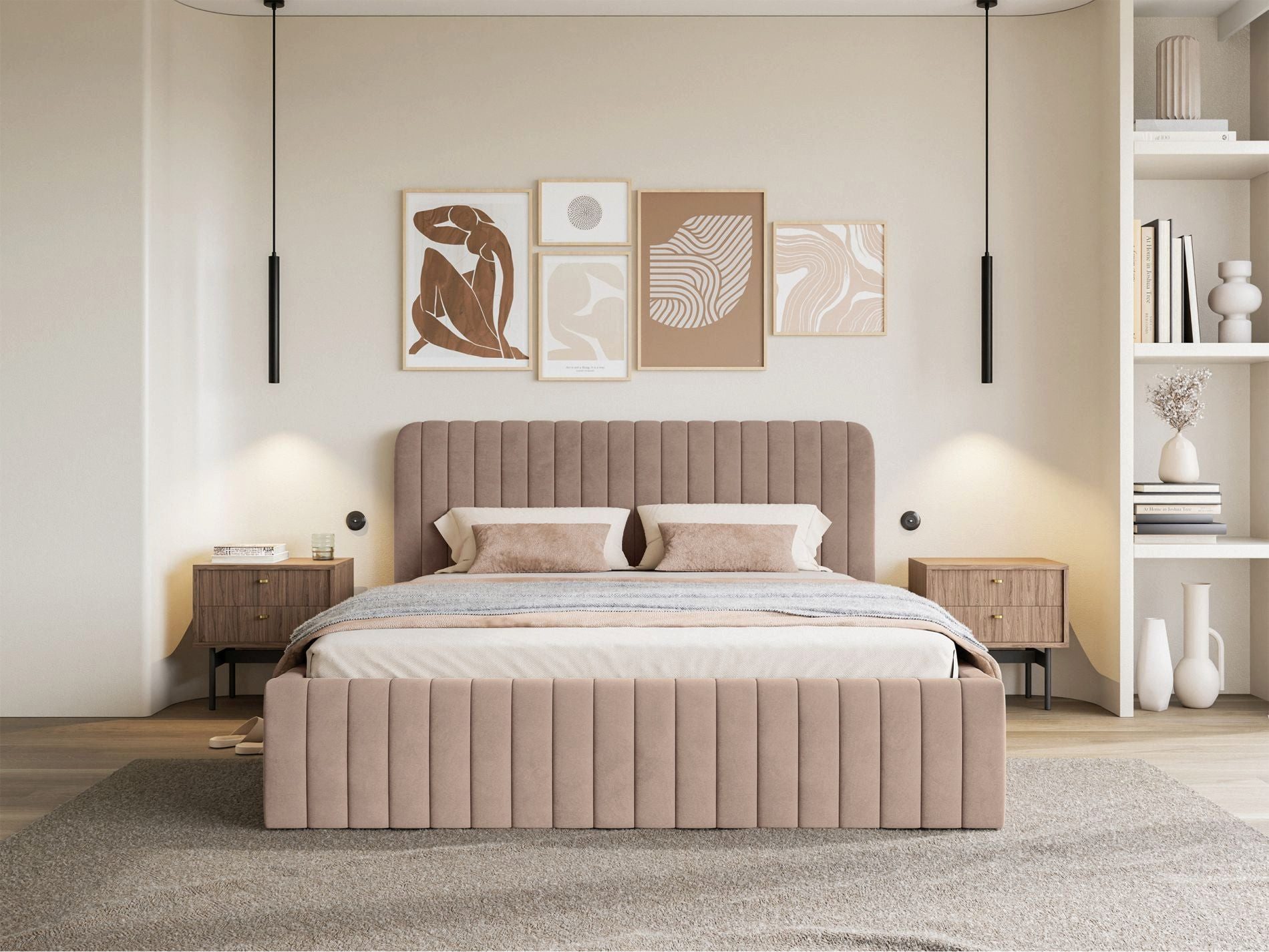 Selsey Polsterbett SALIANO, Doppelbett mit wasserabweisendem Samtbezug und Bettkasten